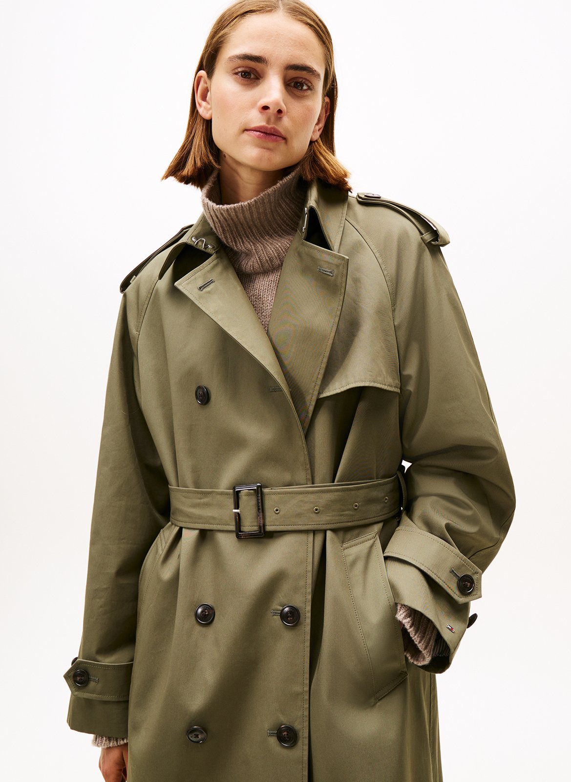 Trench droit en coton bio TOMMY HILFIGER Vert