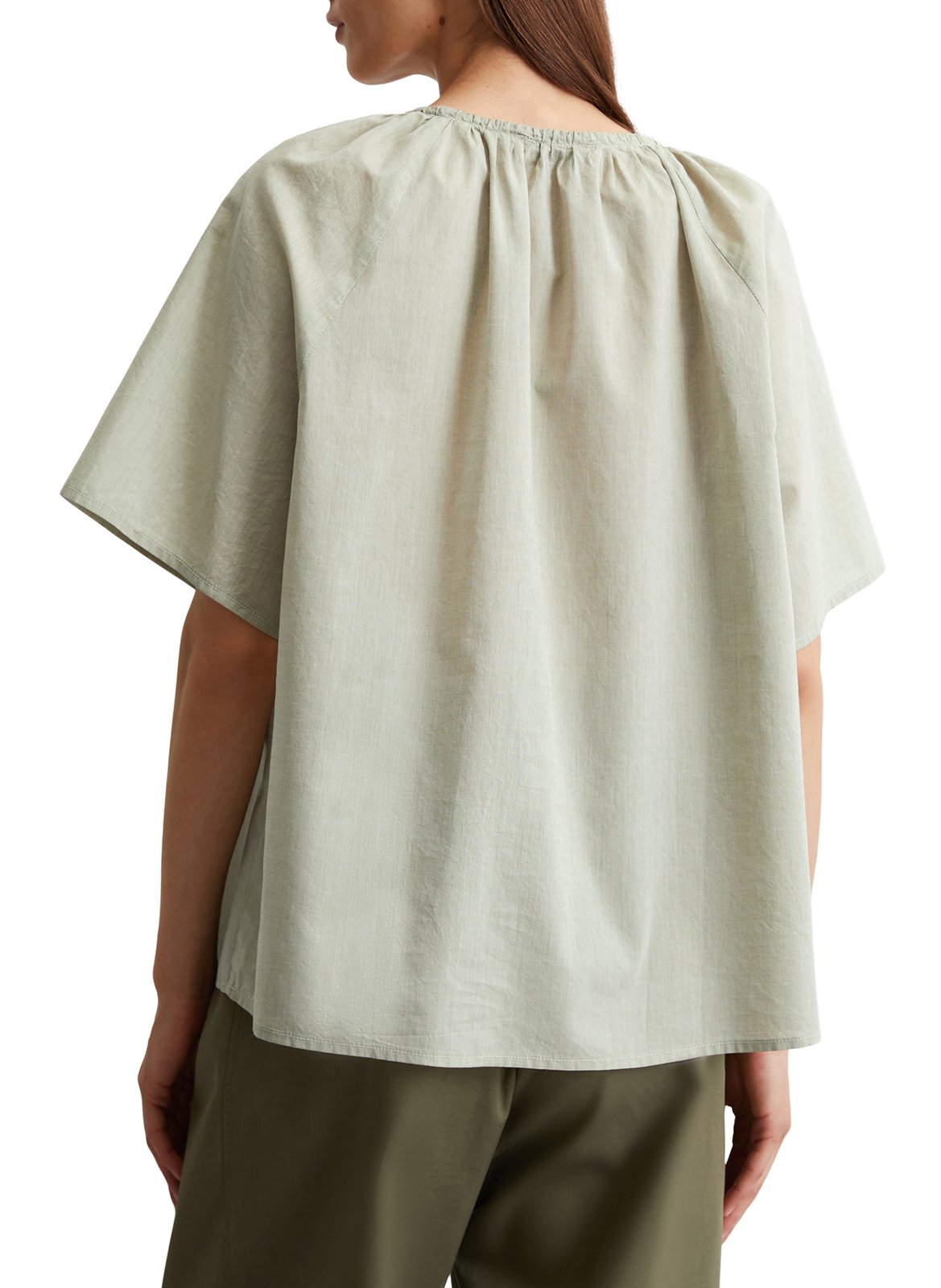 Blusa de algodón con cuello redondo MARC O'POLO Verde