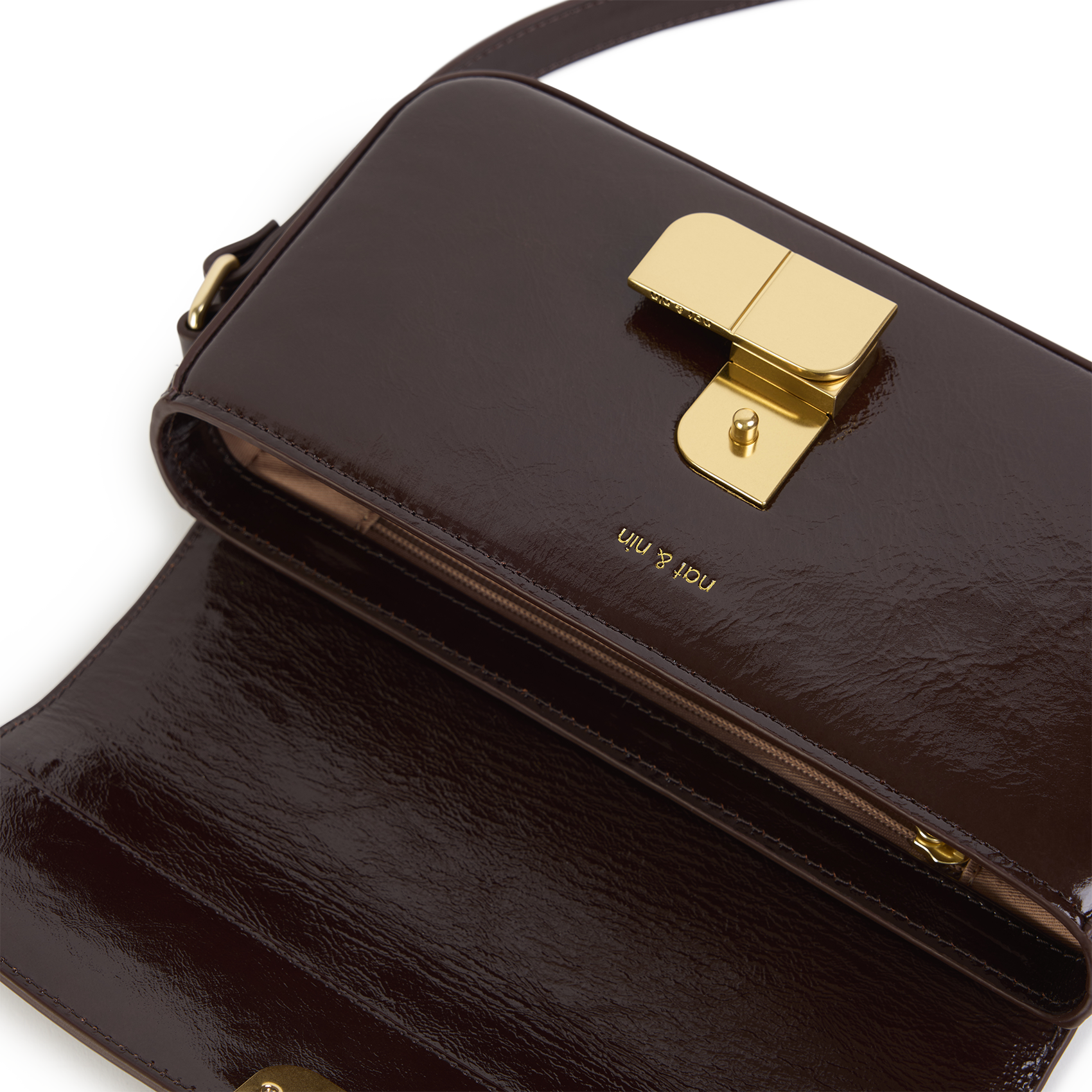 Baguette-Tasche aus Leder Braun