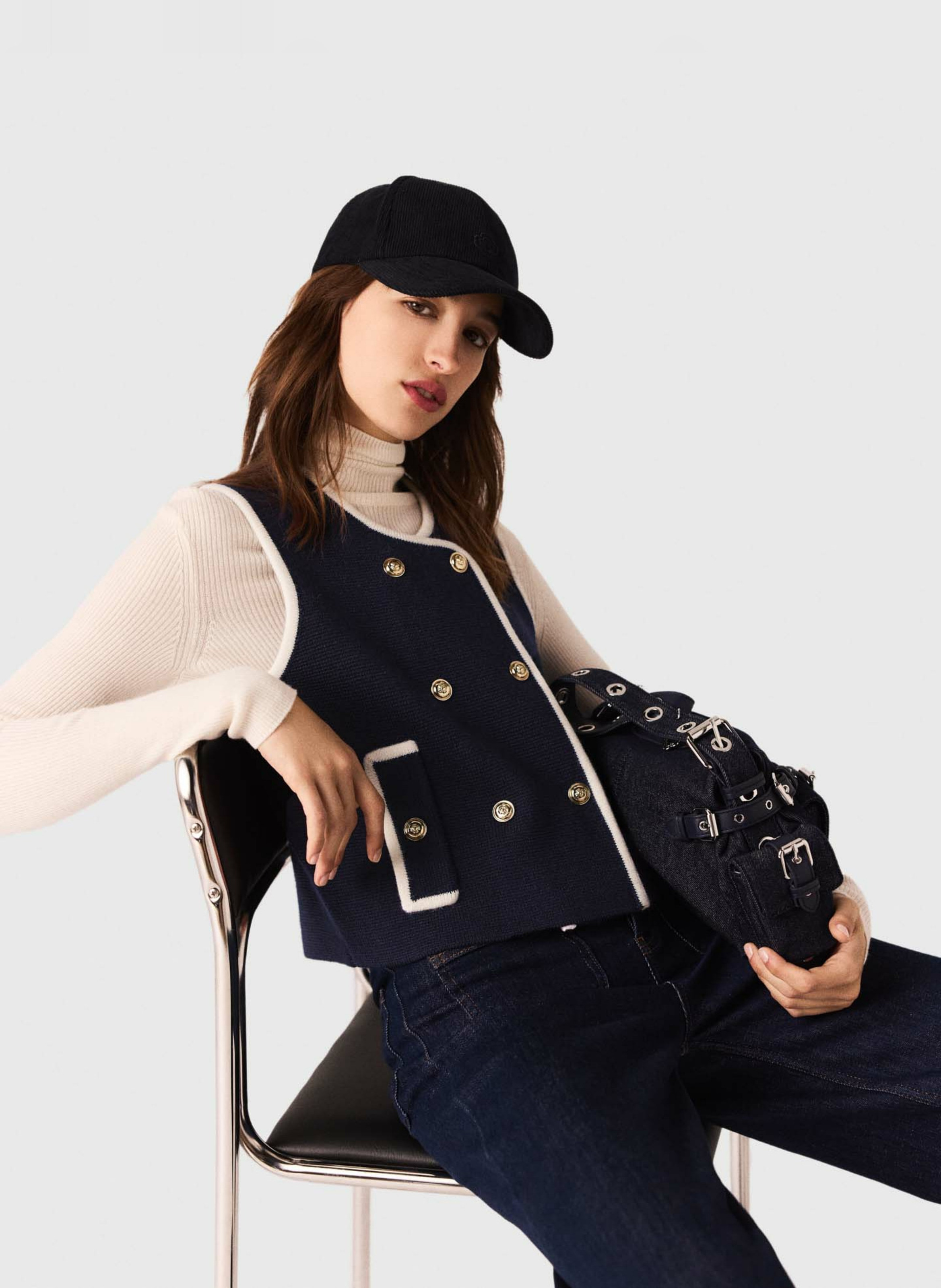 Pull col rond MAJE Bleu