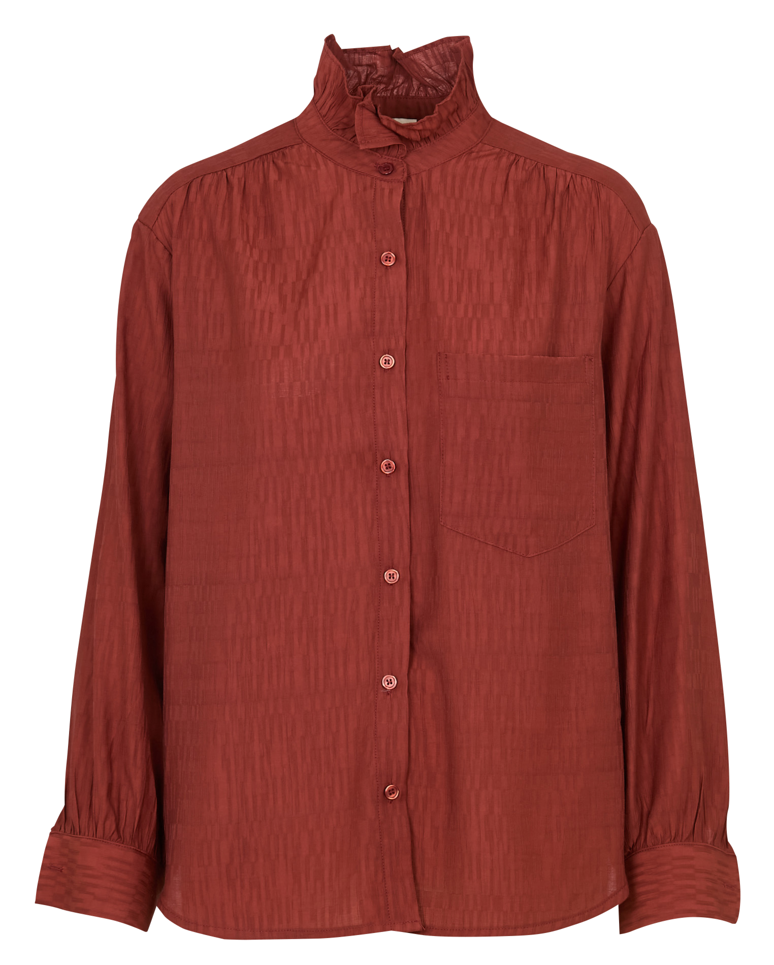 Chemise oversize col mao volanté SEE U SOON Orange