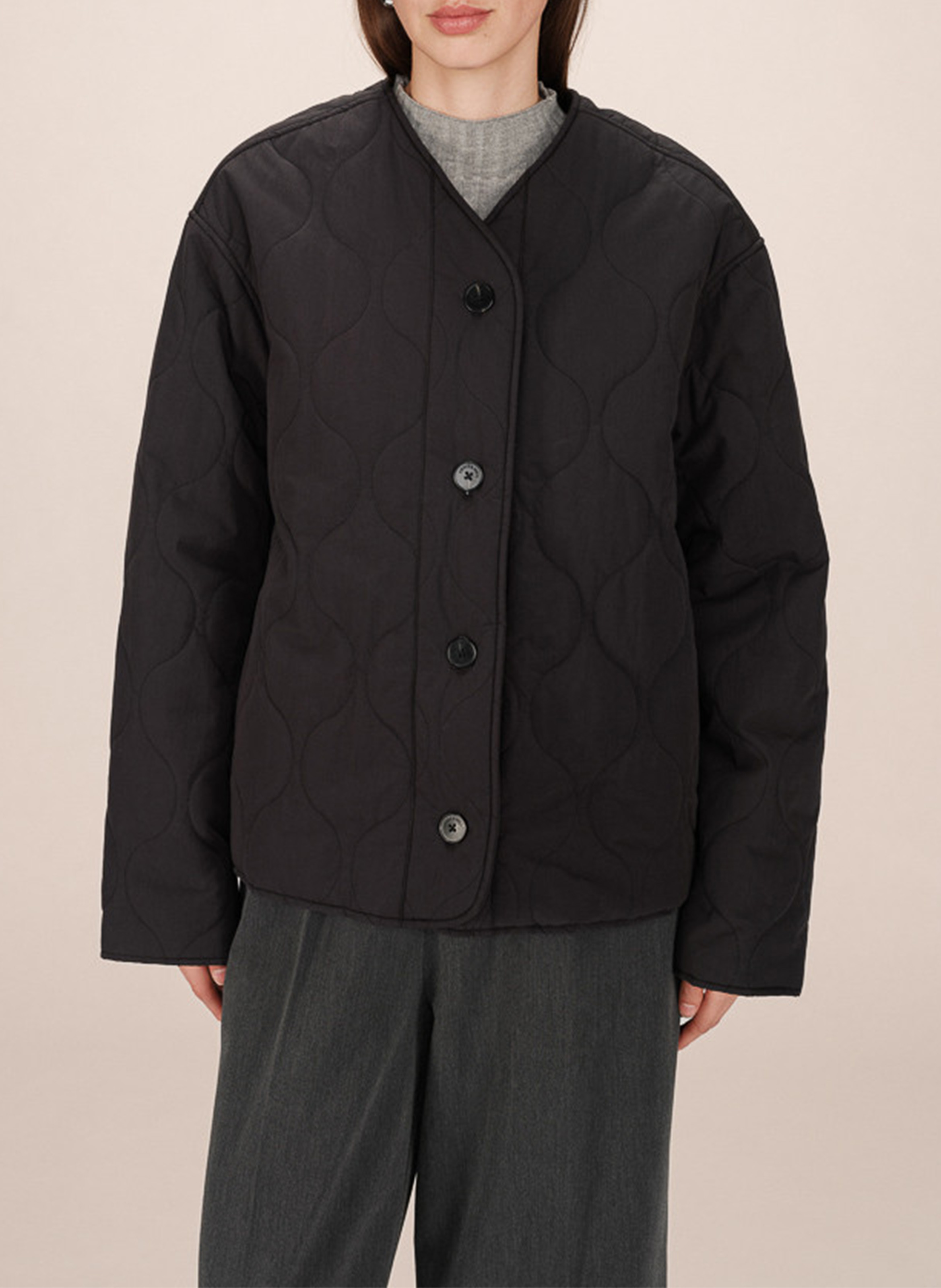 Doudoune col v  GRACE ET MILA Noir