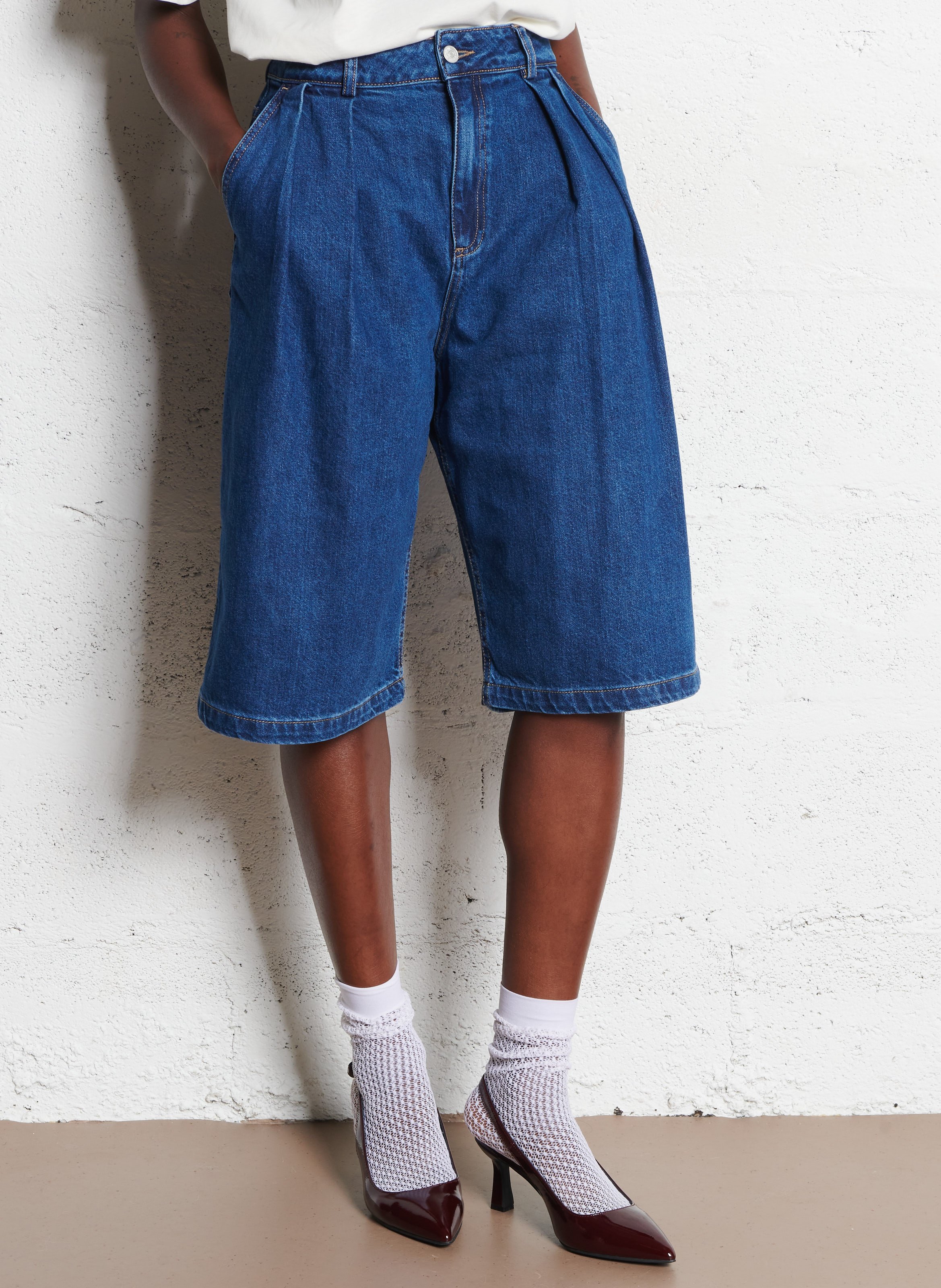 Bermuda droit en coton THE NEW SOCIETY Bleu