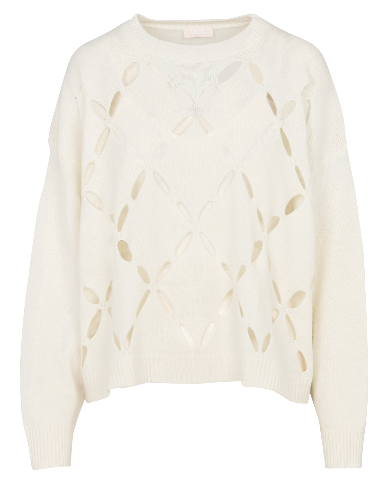 Wijde trui met ajour-patronen in wol LIU JO Wit