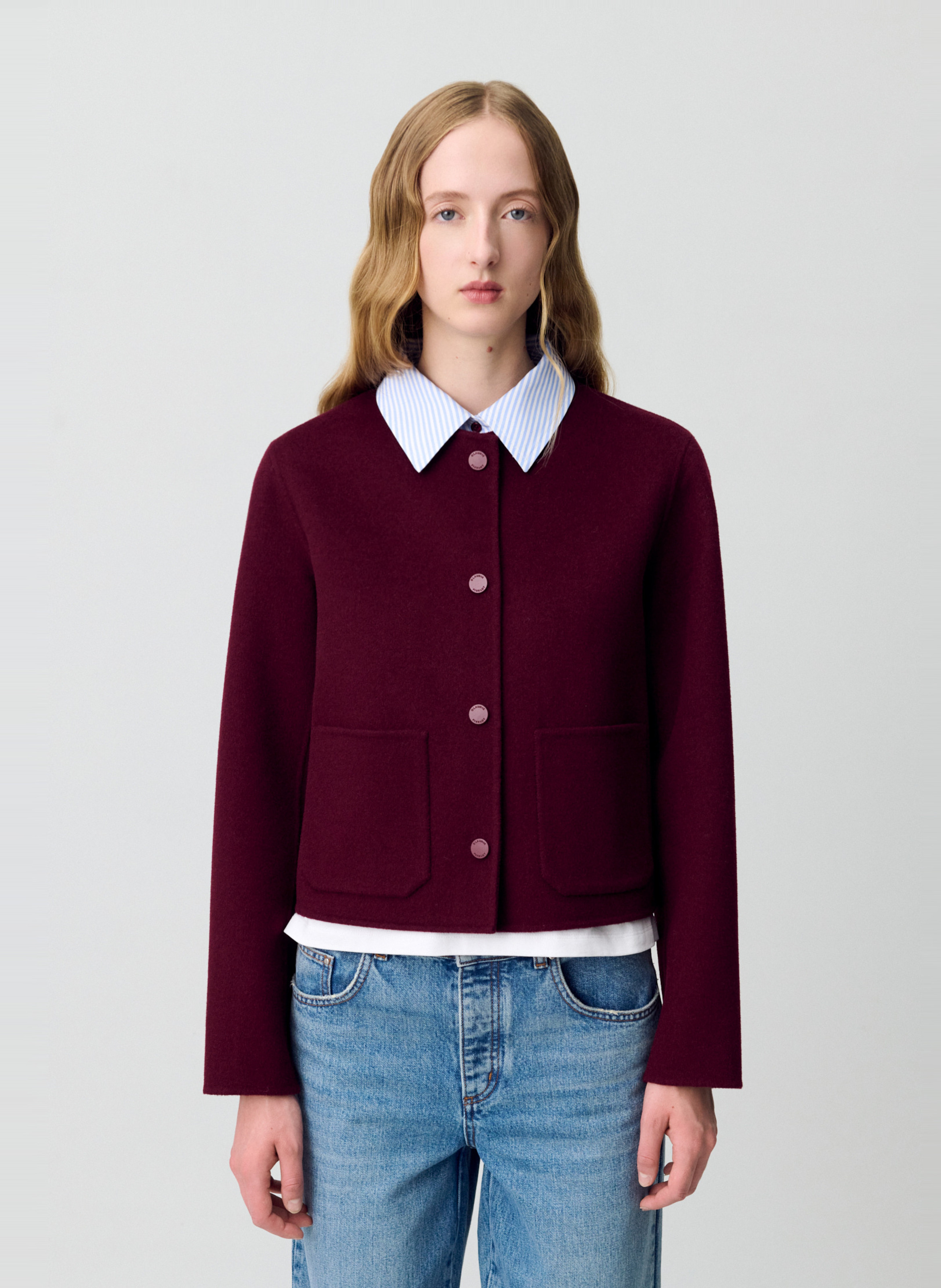 Veste col classique en laine CLAUDIE PIERLOT Rouge