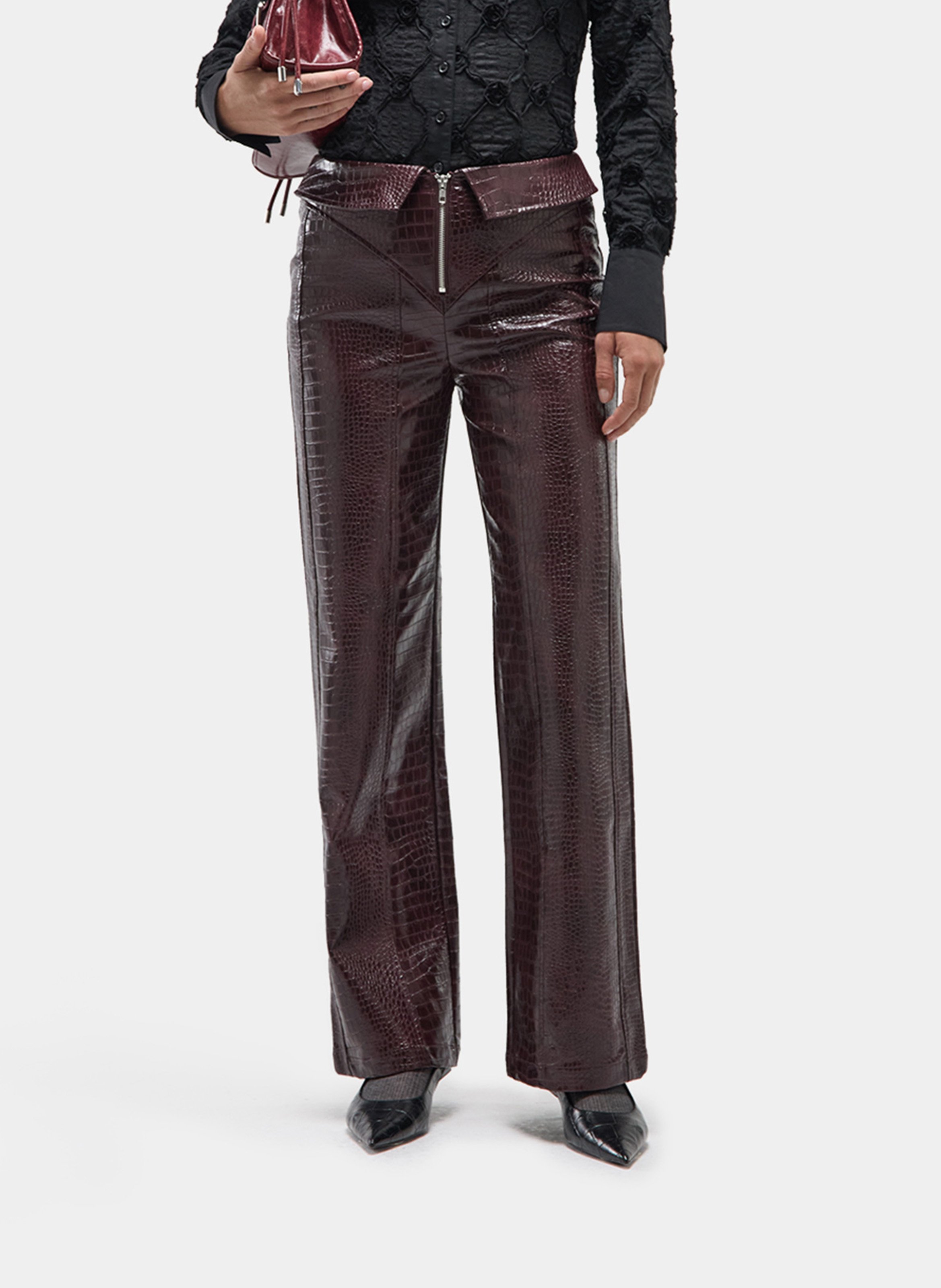 Leather-effect straight-leg pants LAAGAM Red
