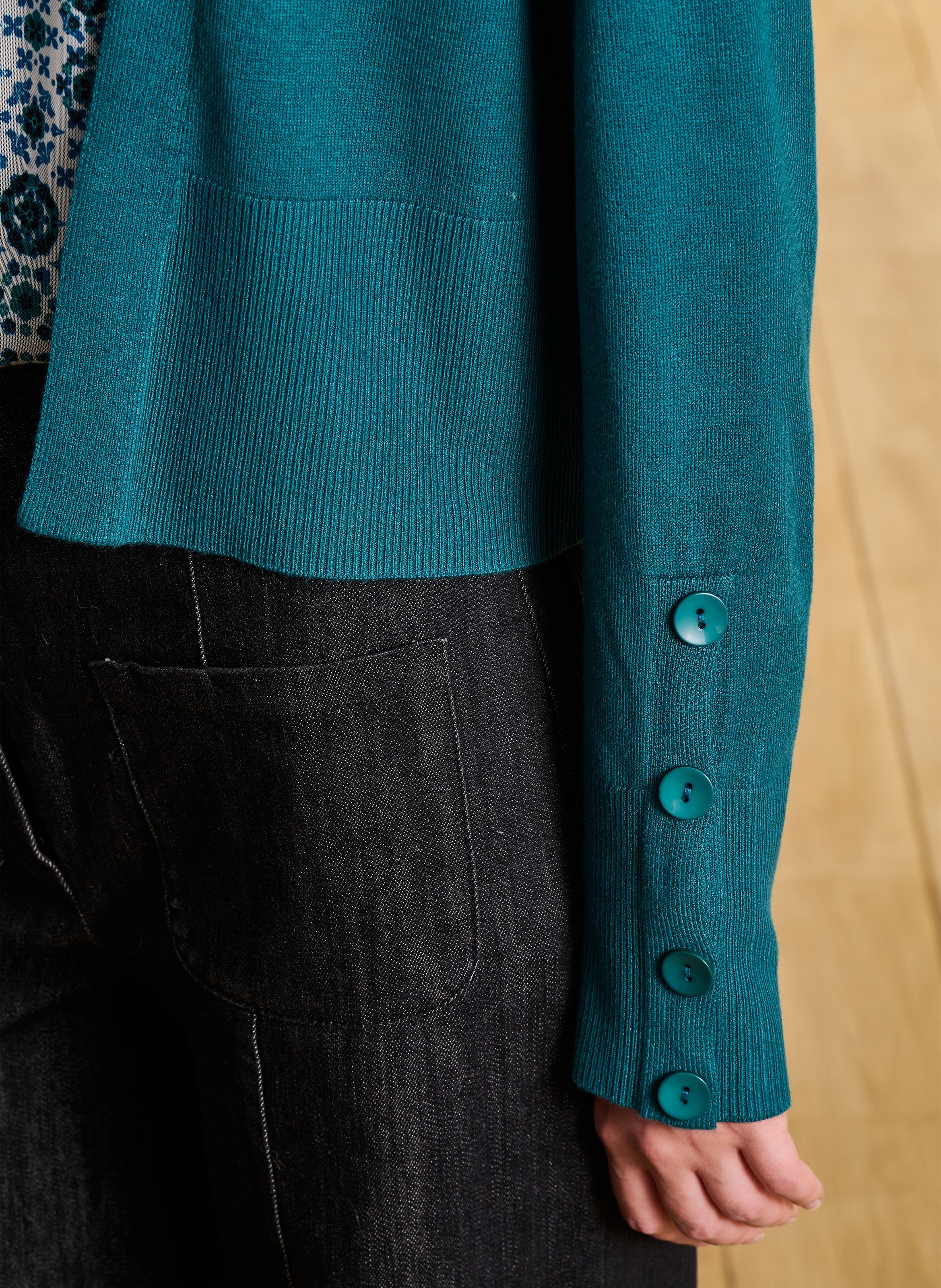 Korte rechte dunne vest LA FEE MARABOUTEE Groen