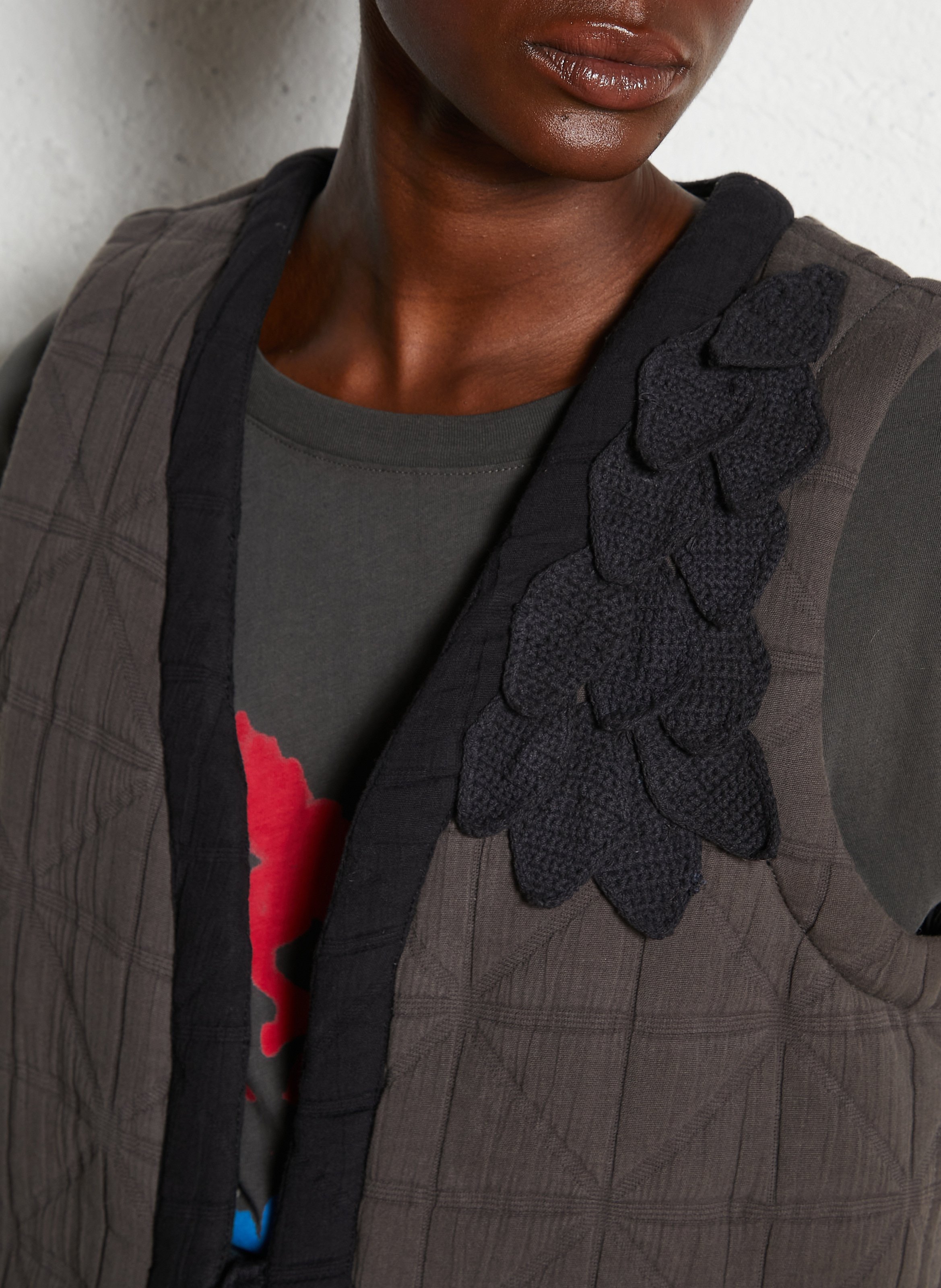 Veste droite matelassée en coton LEON & HARPER Gris