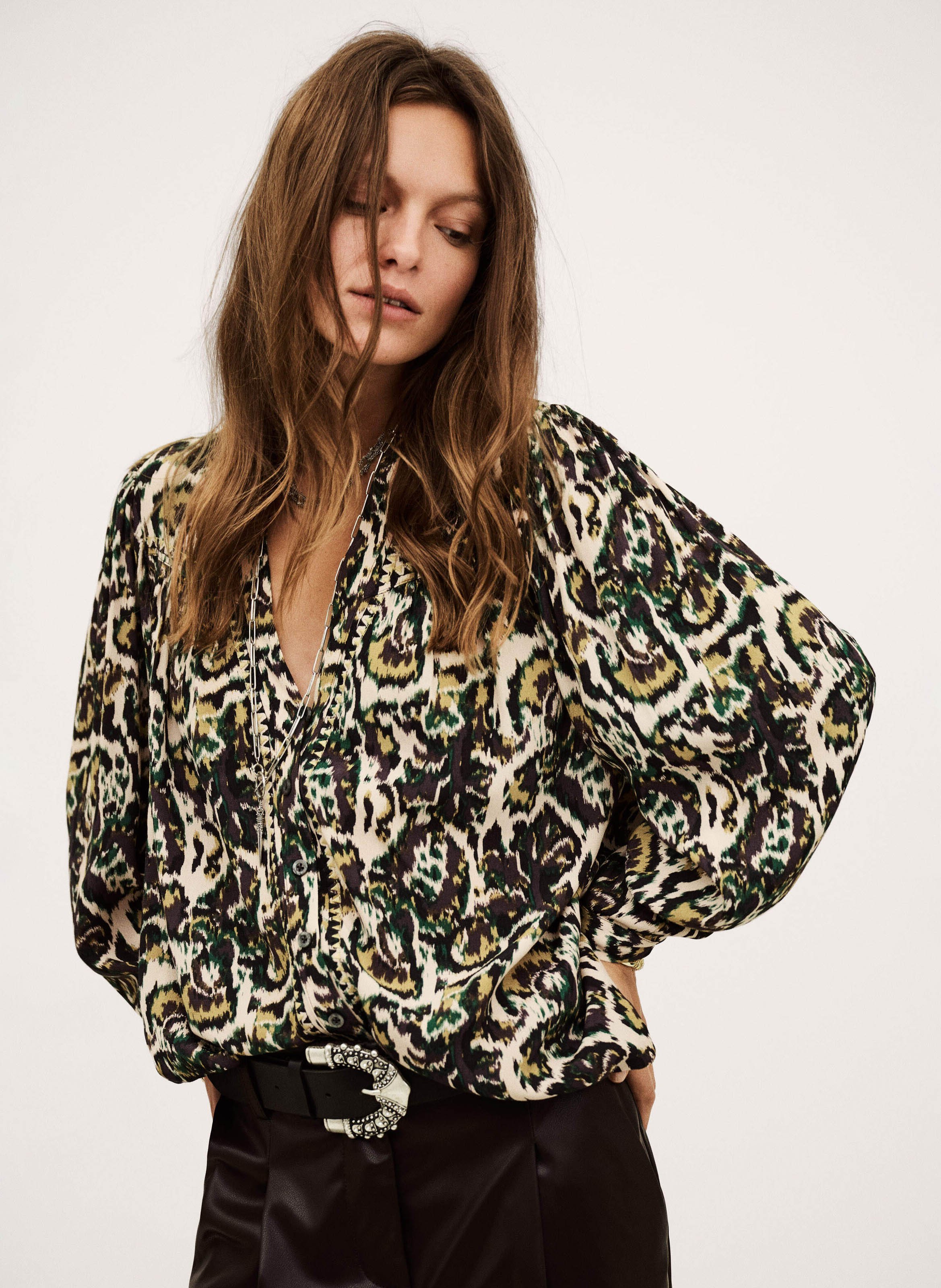 Blouse met bedrukte kraag BA&SH Beige