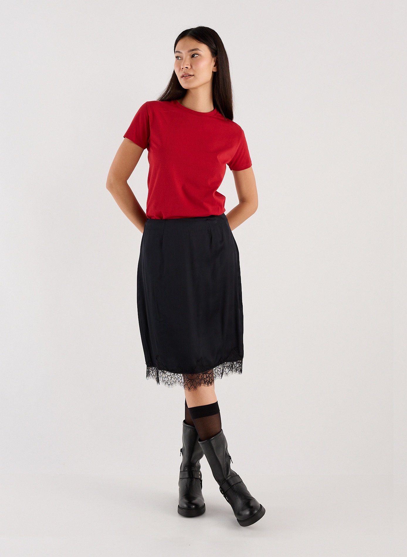 Tee-shirt col rond en coton SAISON 1865 Rouge