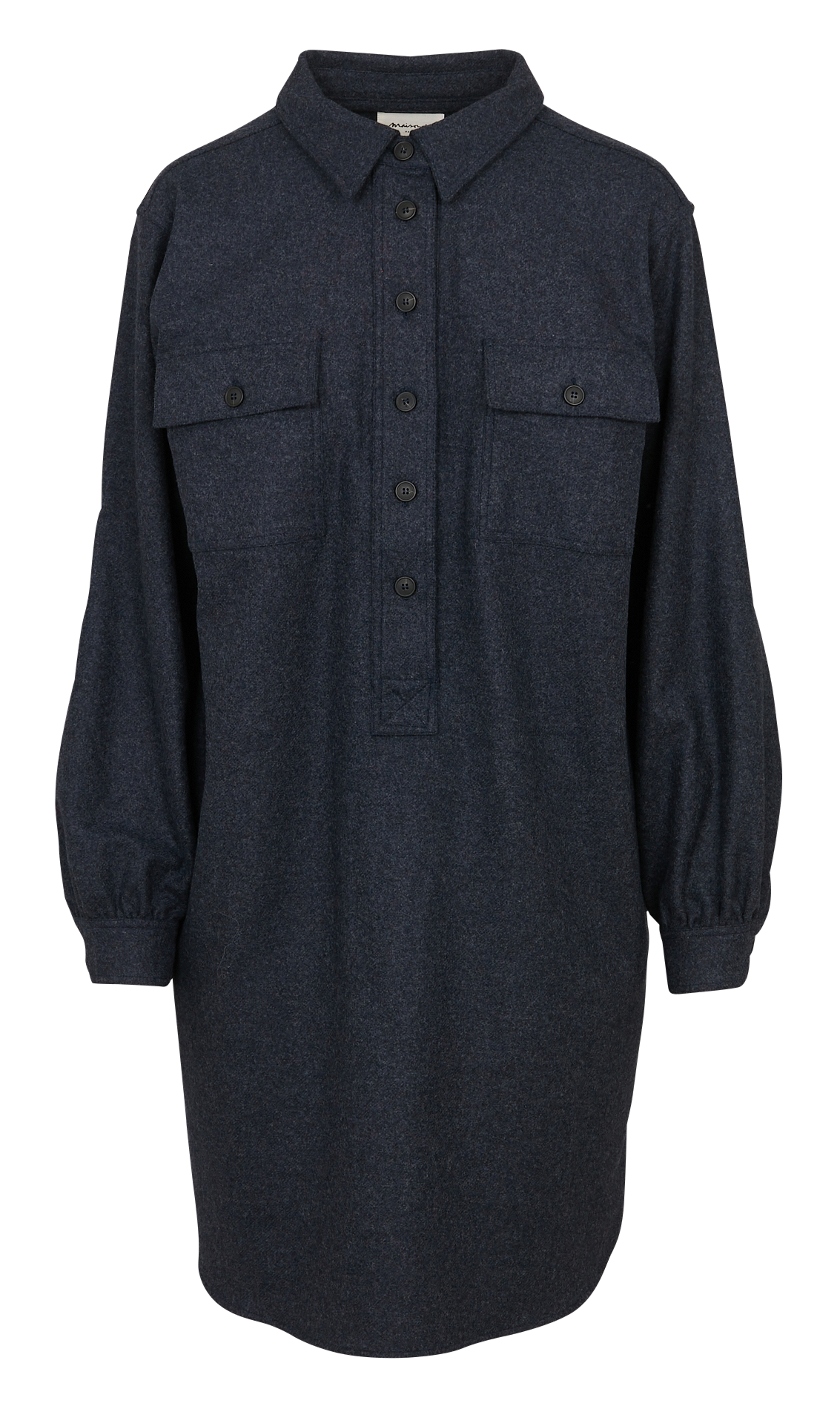 Midi dress with classic collar in mixed wool MAISON 123 Grey