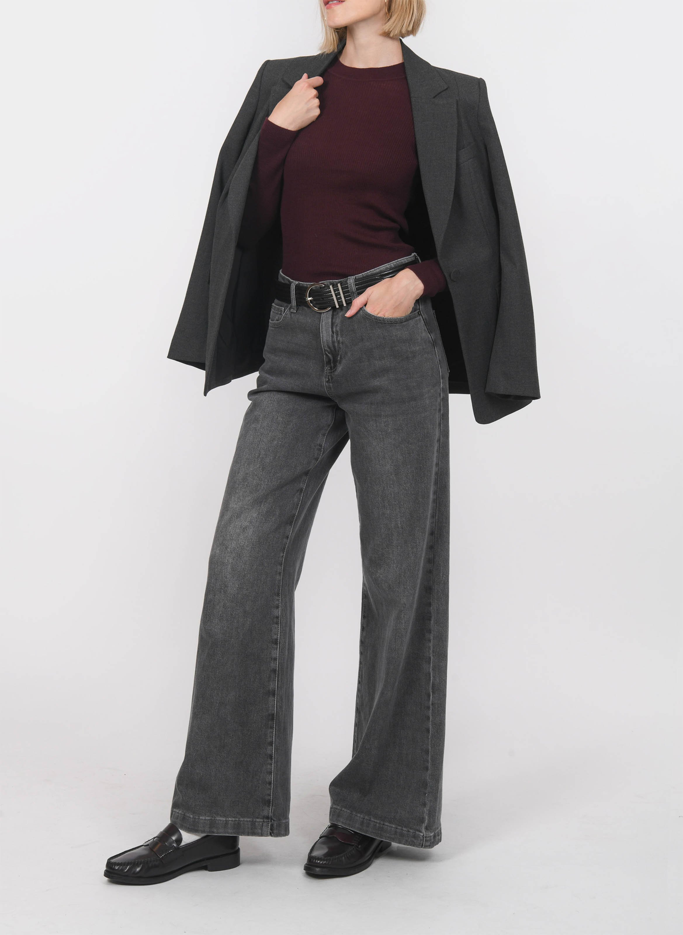 Pull col rond en laine mélangée KOOKAI Rouge