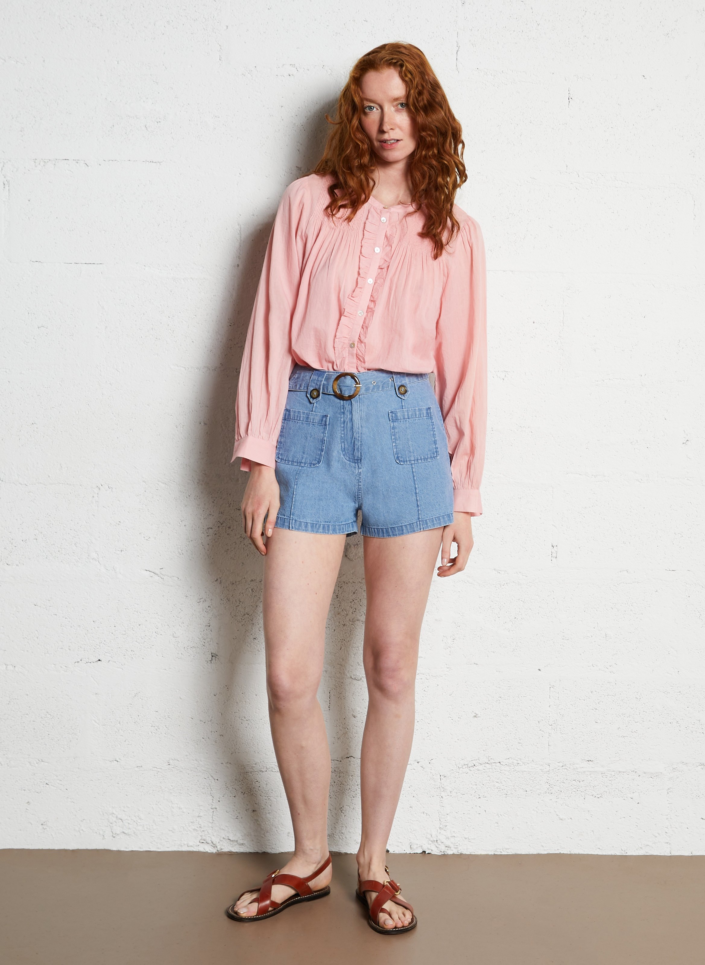 Round-neck organic cotton shirt EMILE ET IDA Pink