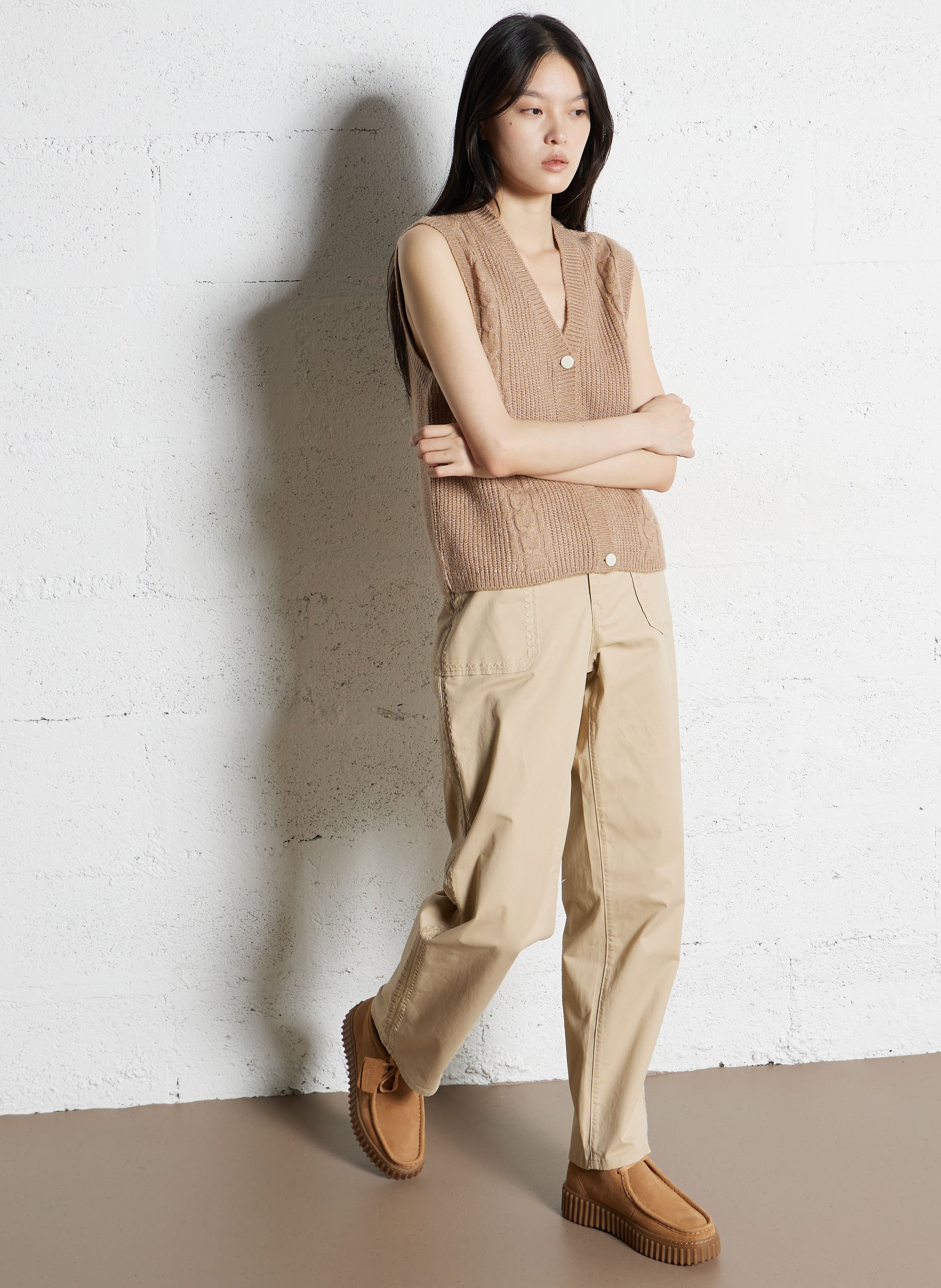 Gilet droit col V sans manches I CODE Blanc