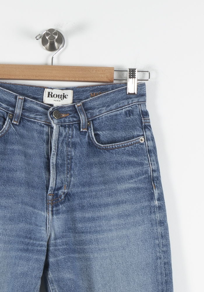 Cropped slim jeans with studs ROUJE - Seconde Main Blue