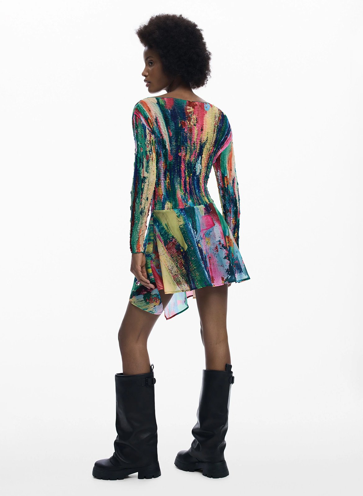 Bedrucktes Kurzkleid mit U-Boot-Ausschnitt DESIGUAL Mehrfarbig