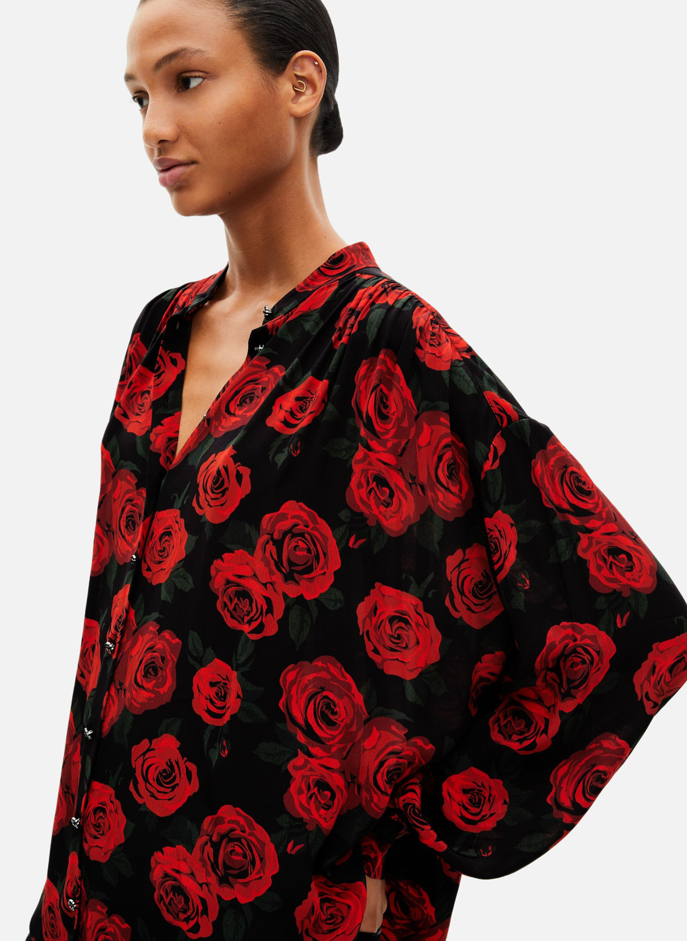 Flowy floral print shirt THE KOOPLES Black