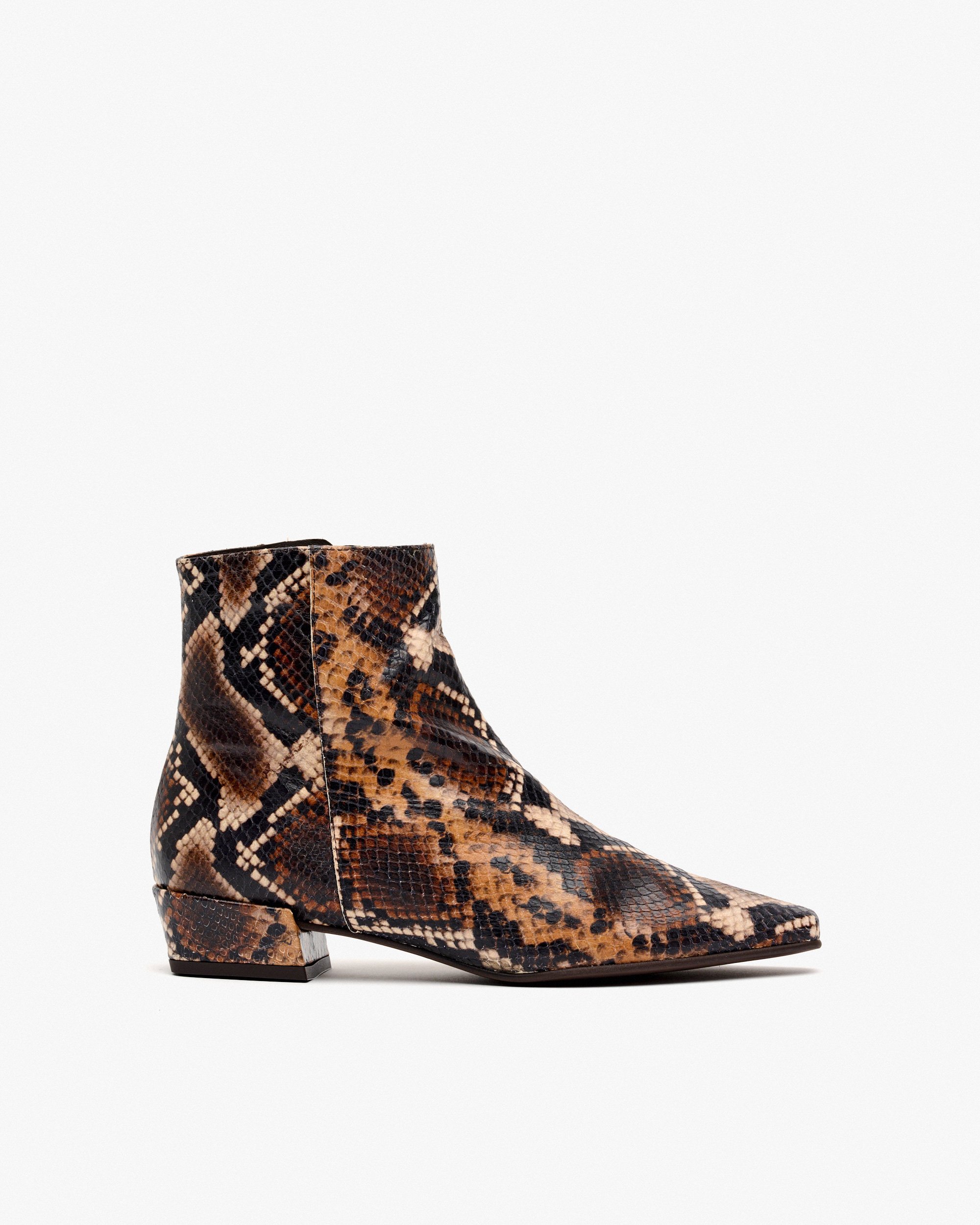 Leather ankle boots with snake print PEDRO MIRALLES Brown