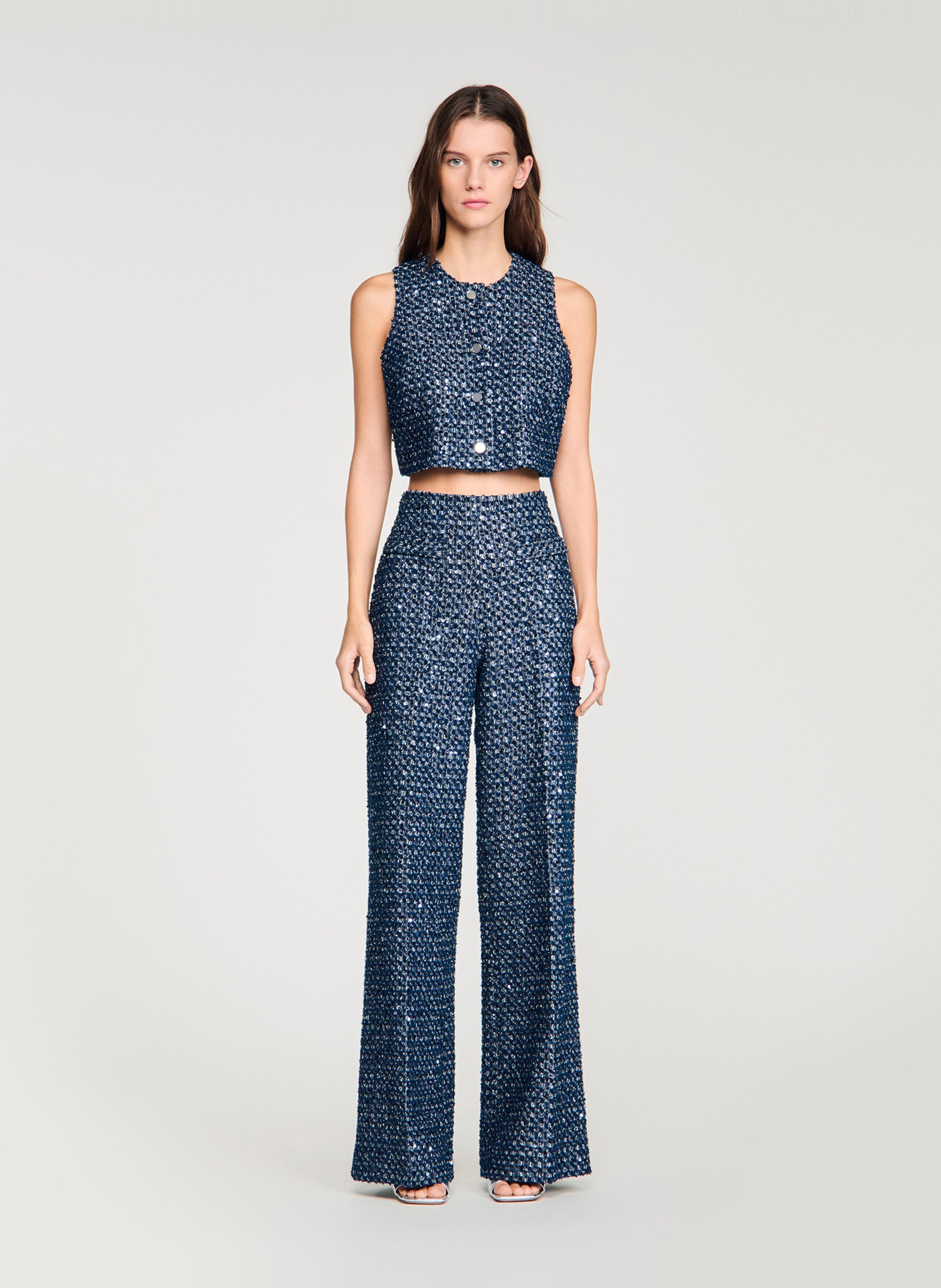 Top met ronde hals en lovertjes SANDRO Blauw