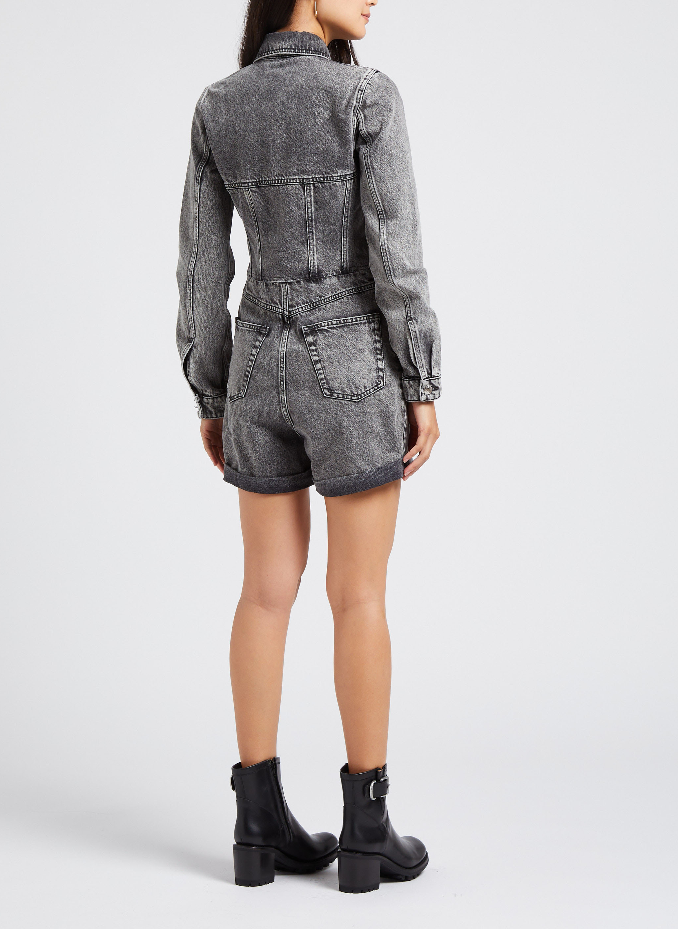 Playsuit van spijkerstof met klassieke kraag IRO Blauw