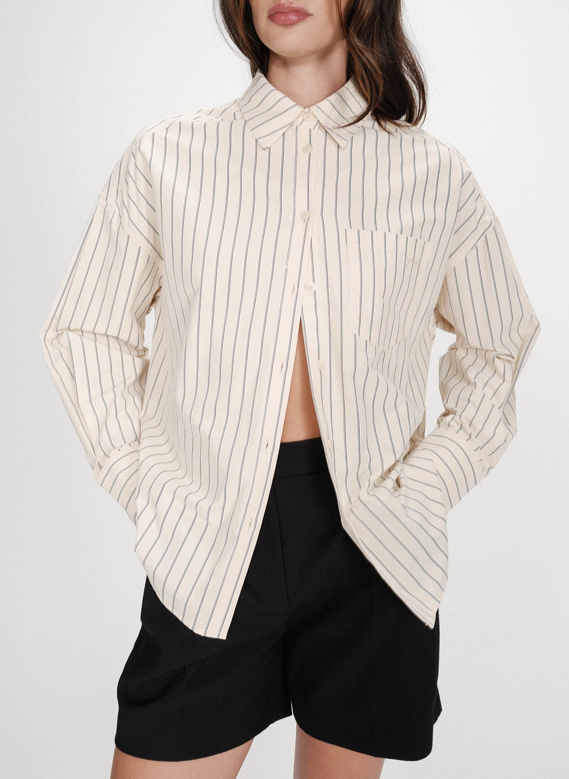 Oversize Hemd mit klassischem Kragen aus gestreifter Baumwollmischung GRACE ET MILA Gelb