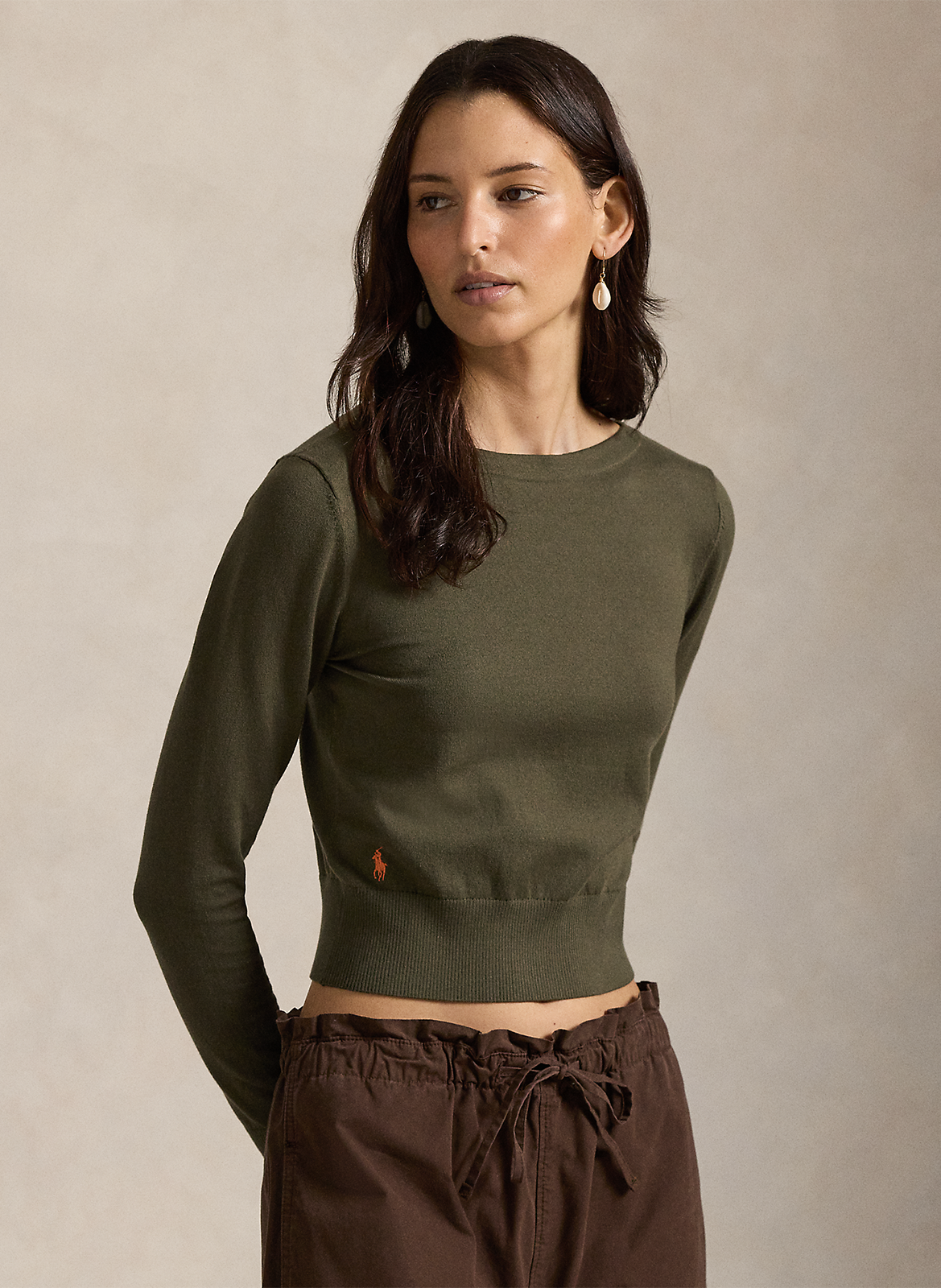 Straight-cut boat-neck cotton sweater POLO RALPH LAUREN Green