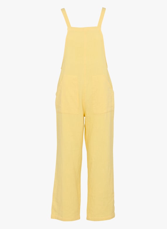 Salopette En Coton Grande Taille Pour Femme - Modèle Ample Jaune L - Confortable Et Décontractée