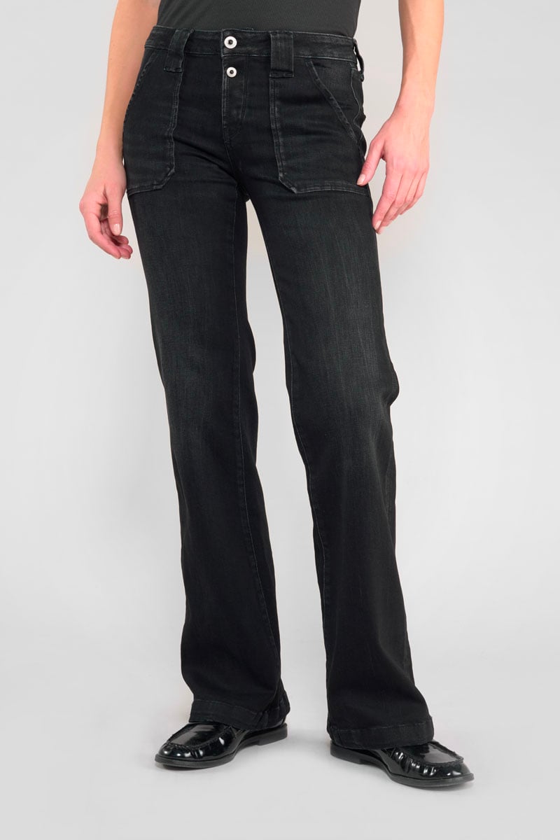 Bootcut jeans, length 34 LE TEMPS DES CERISES Black