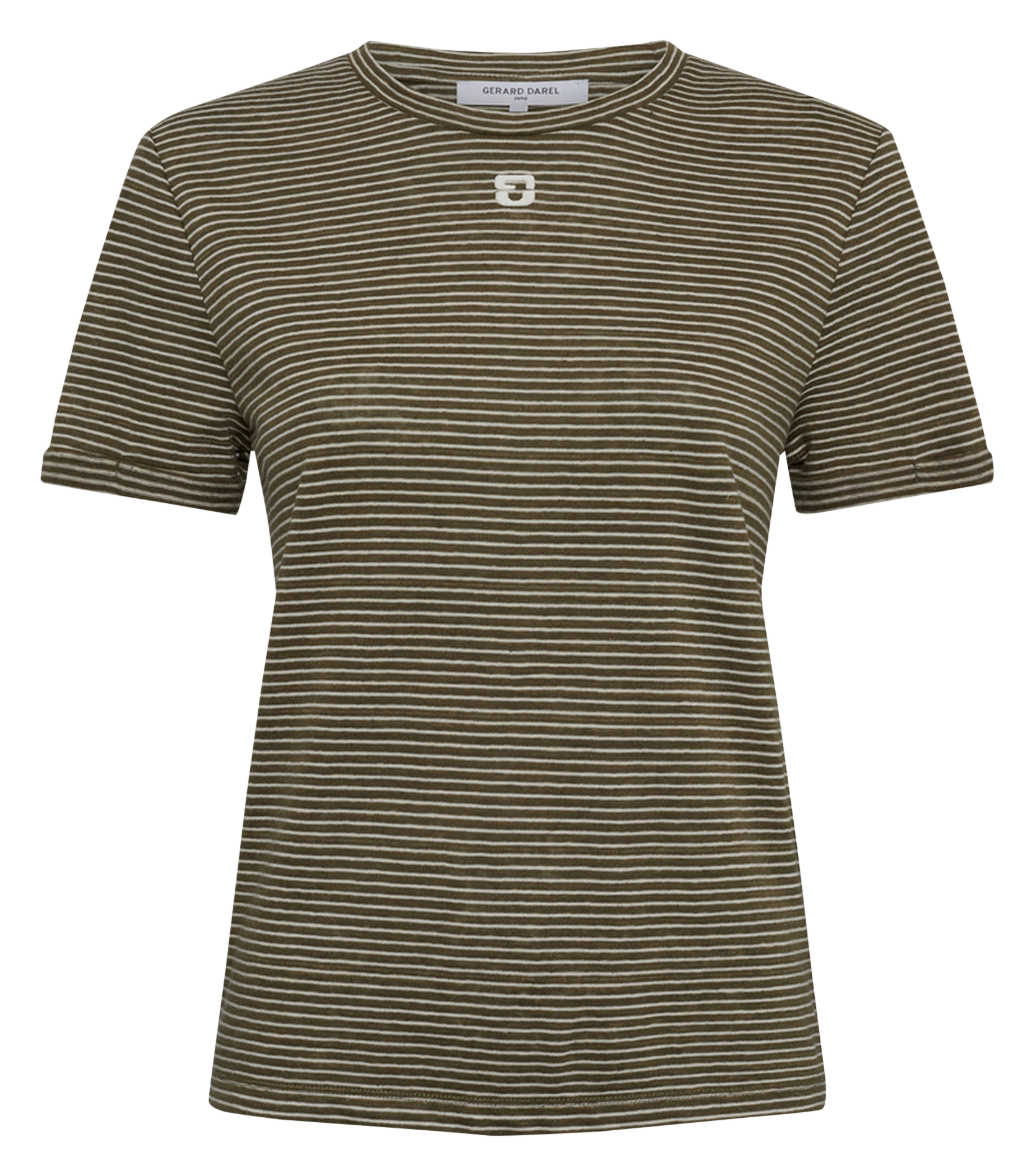 Tee-shirt droit col rond en lin et coton GERARD DAREL Kaki