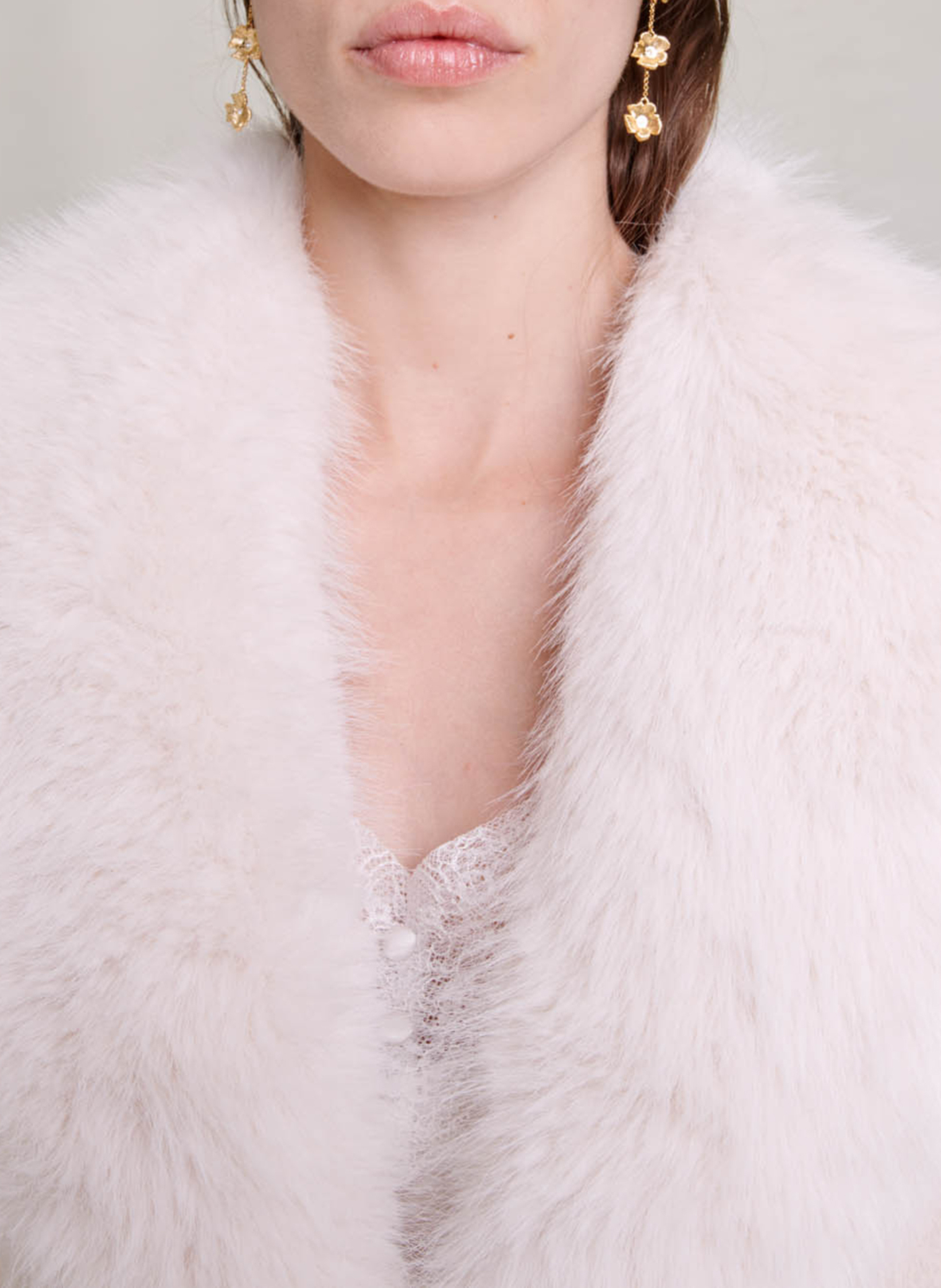 Getailleerde jas met sjaalkraag - wolblend MAJE Beige