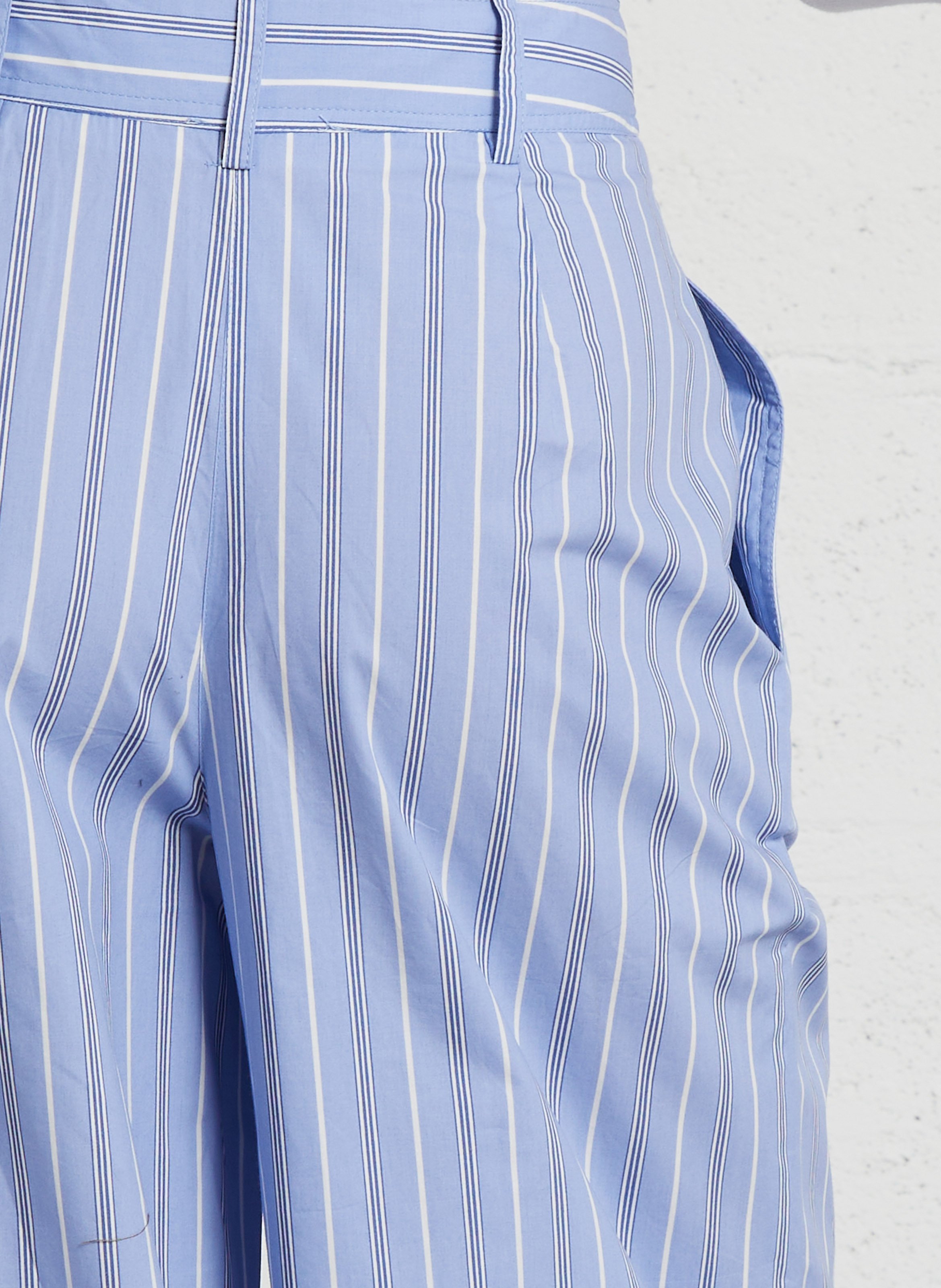 Straight striped cotton pants LOUISE MISHA Blue