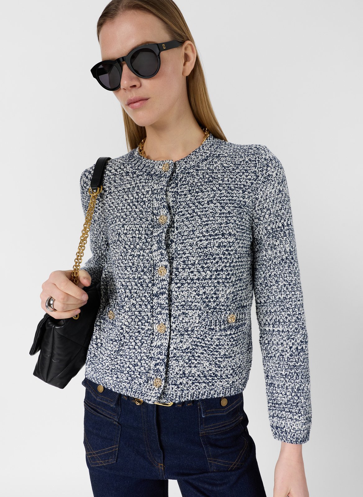 Strickjacke aus Baumwoll-Mix mit Rundhalsausschnitt GERARD DAREL Blau