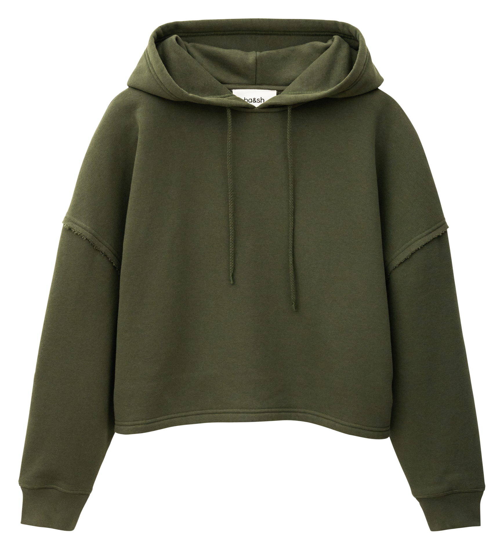 Korte hoodie met zeefdruk op de achterkant. BA&SH Kaki