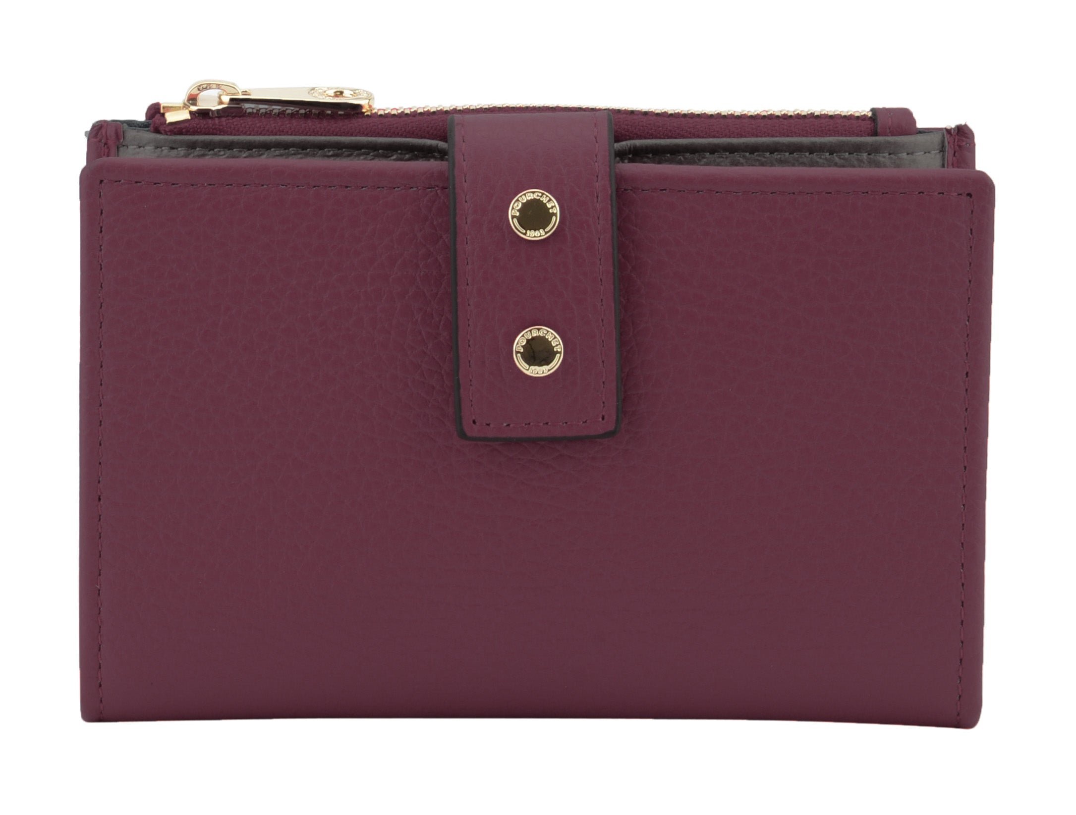 Portefeuille en cuir de veau grainé POURCHET Rouge