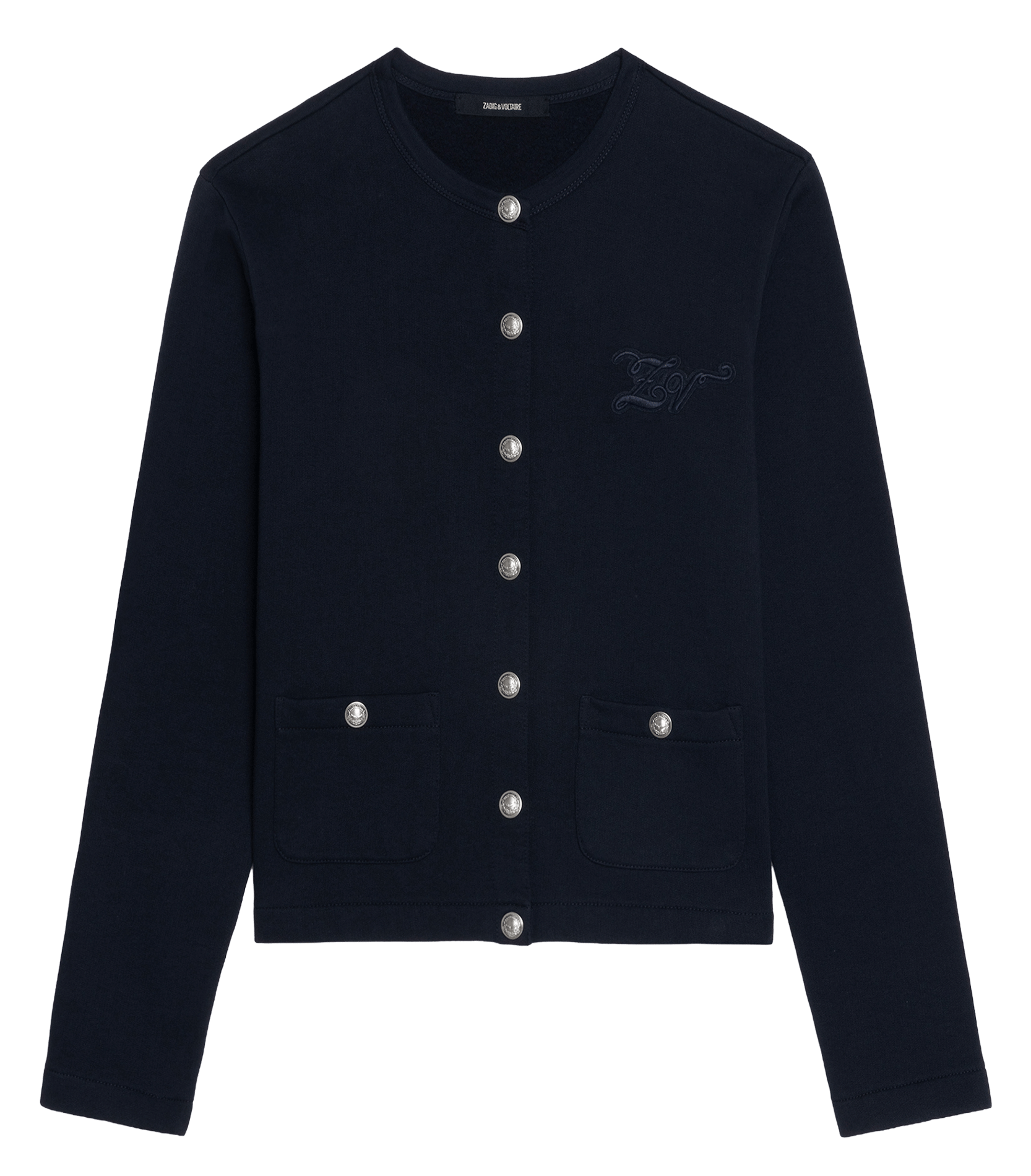 Einfarbige Bio-Baumwollstrickjacke mit Knöpfen ZADIG&VOLTAIRE Blau