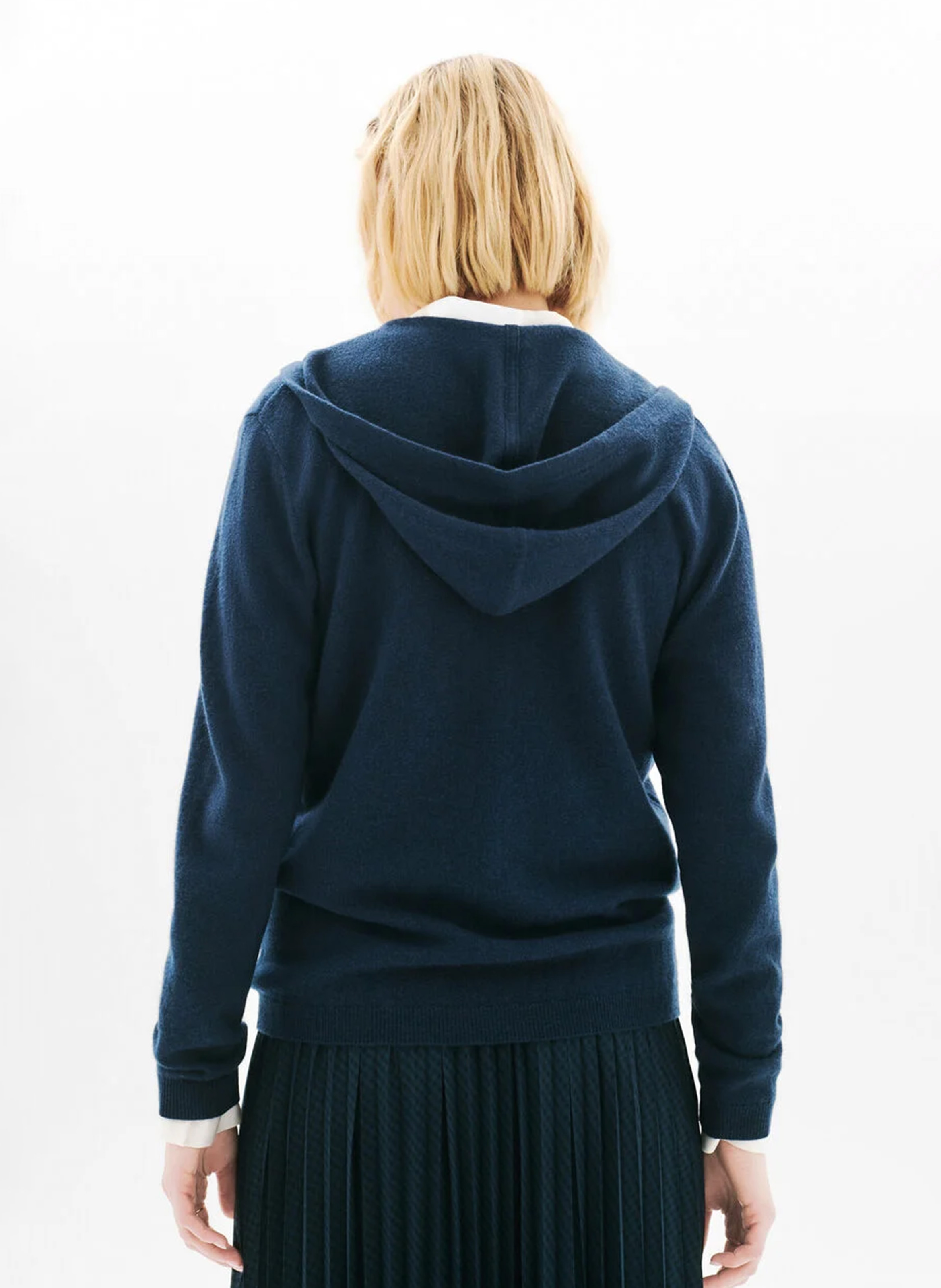 Sweat à capuche en laine et en cachemire mélangés CAROLL Bleu