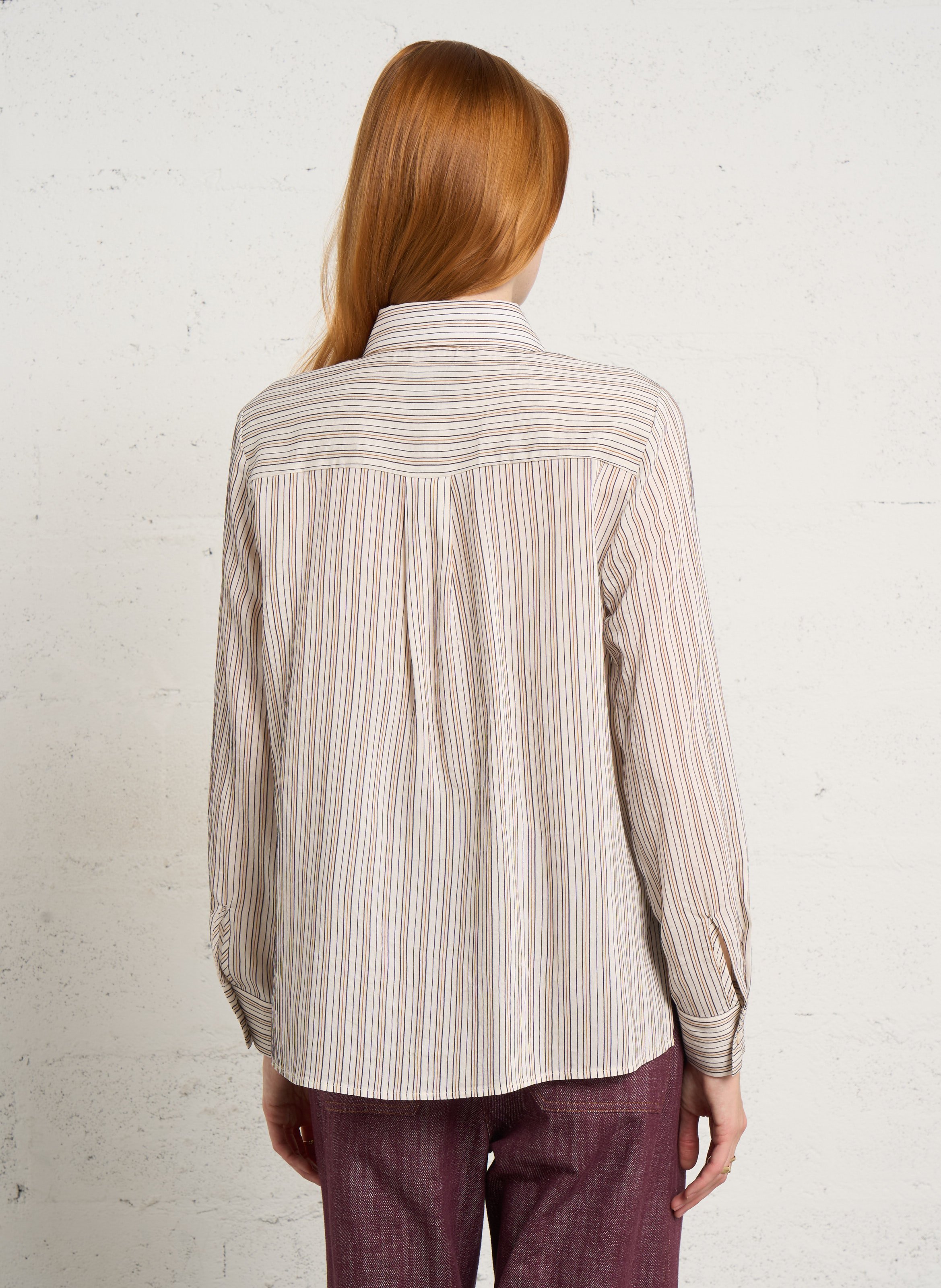 Gestreifte Bluse mit klassischem Kragen MOMONI Beige