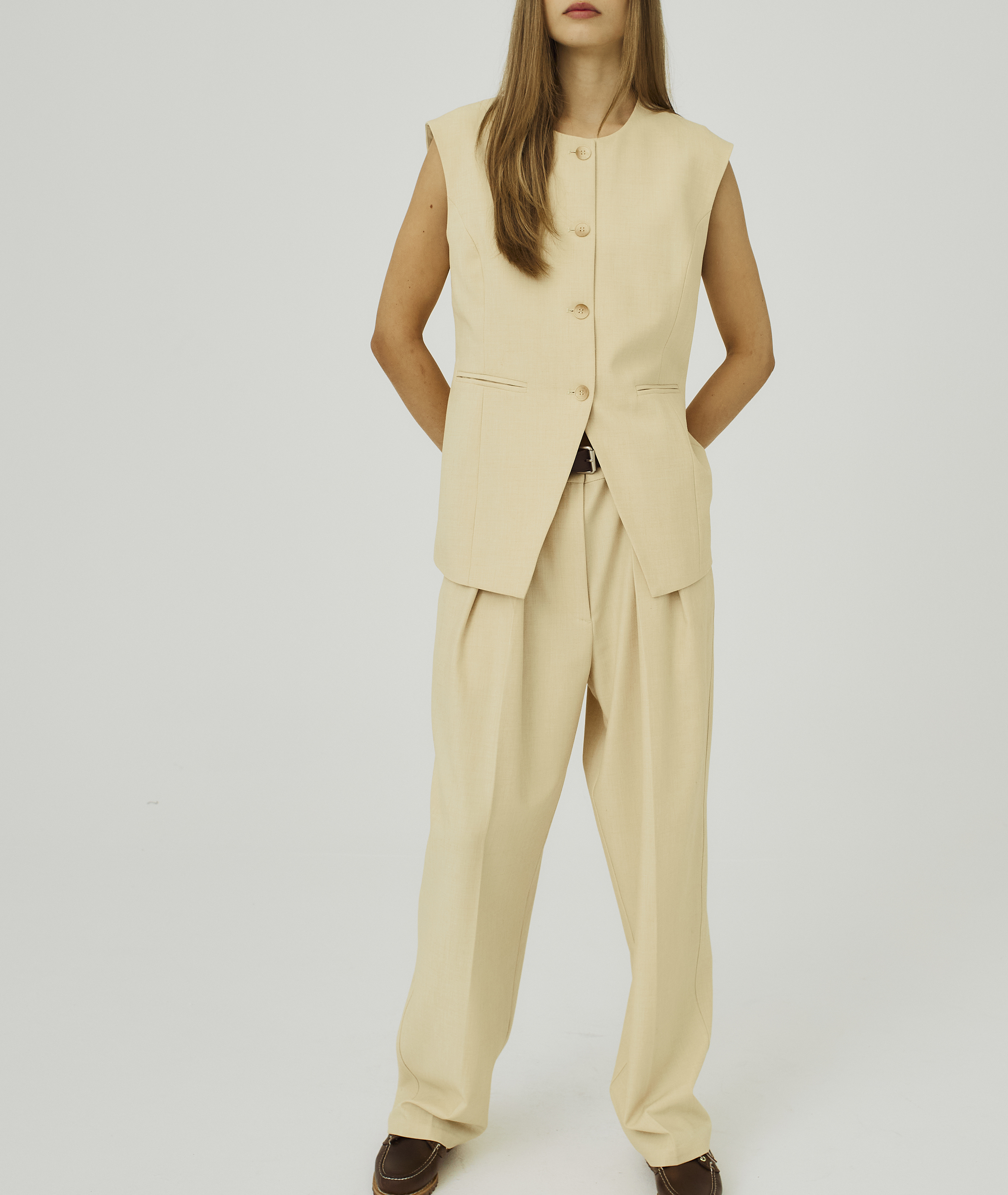 Sleeveless straight vest NORR Yellow