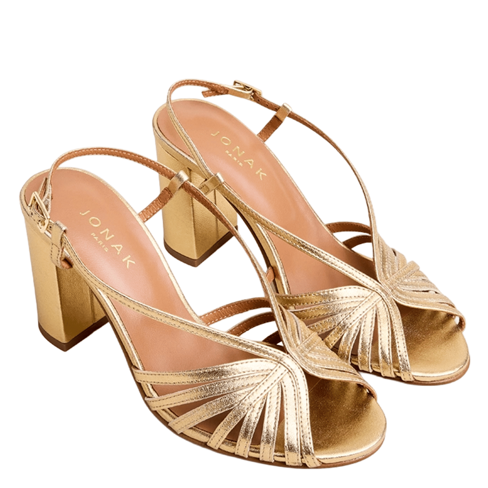 Sandales à talons en cuir métallisé JONAK Doré