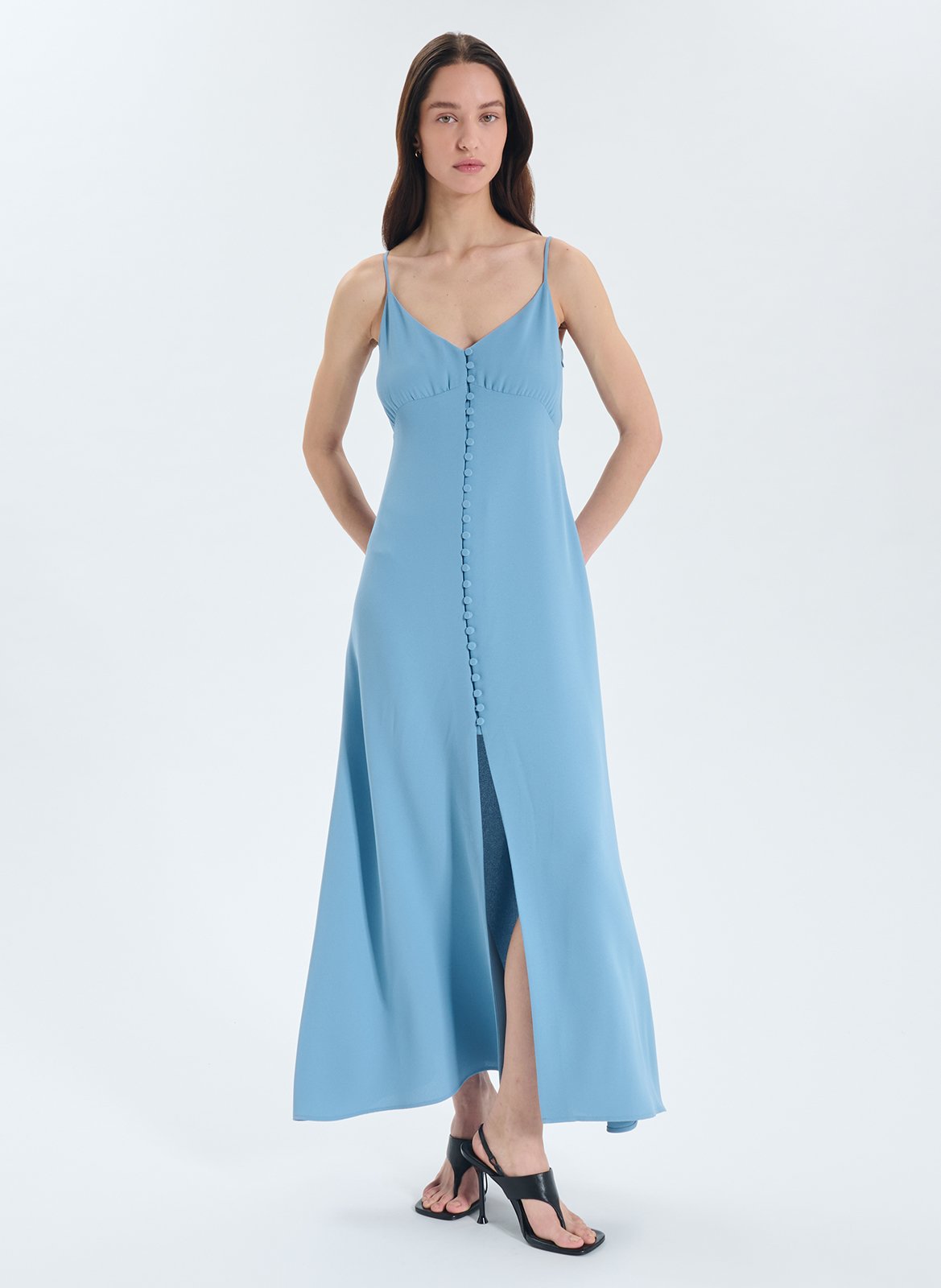 Kurzkleid mit V-Ausschnitt ZAPA Blau