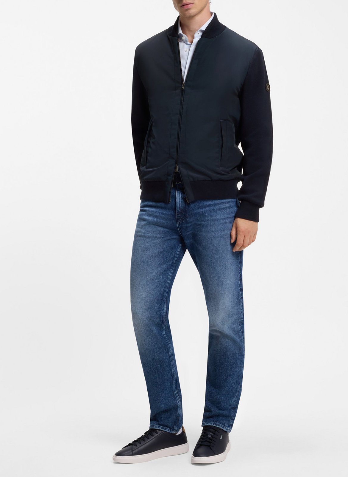 Plain low leather trainers BOSS Blue
