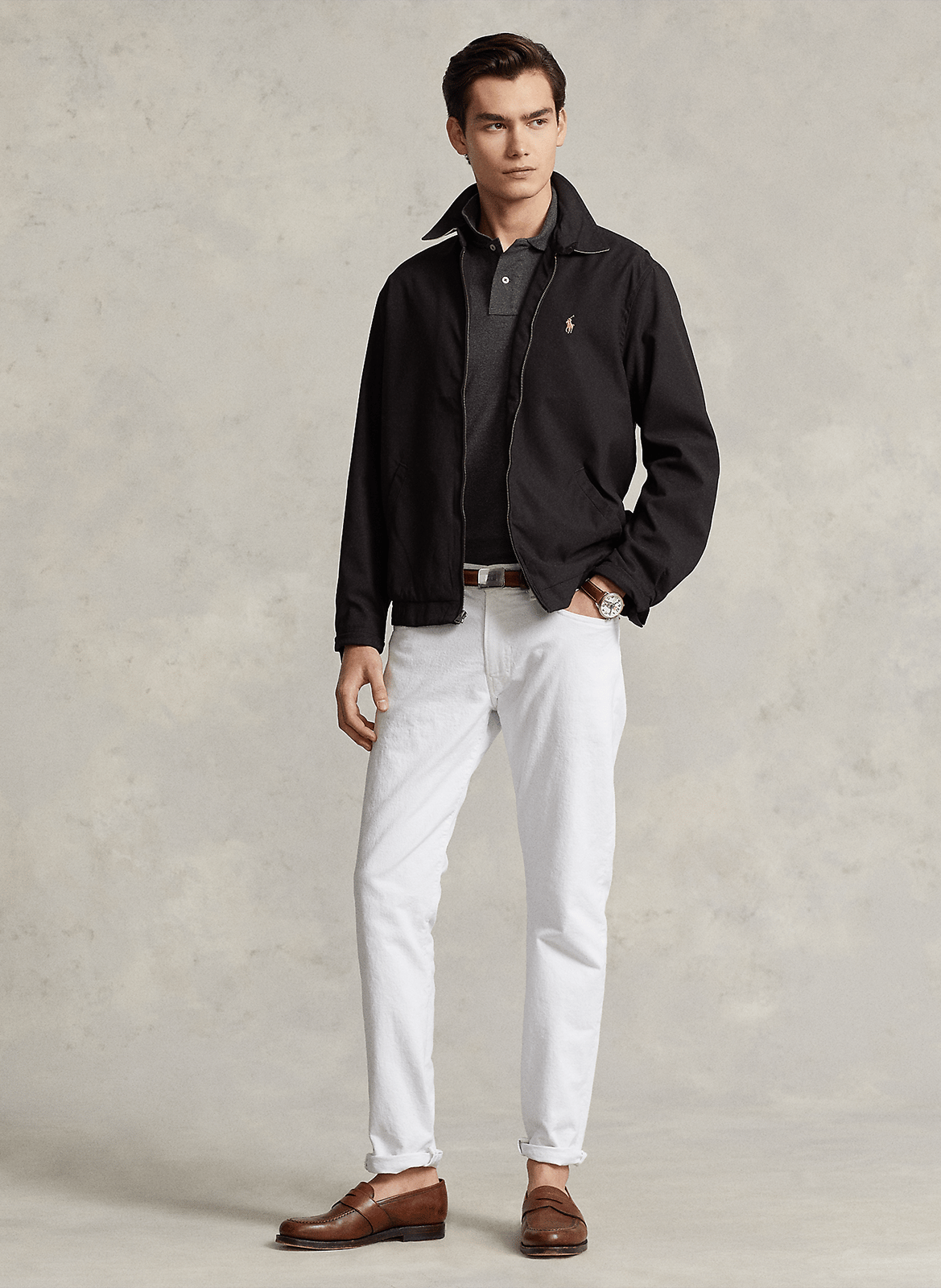 Gerade geschnittener Blouson mit klassischem Kragen POLO RALPH LAUREN Schwarz