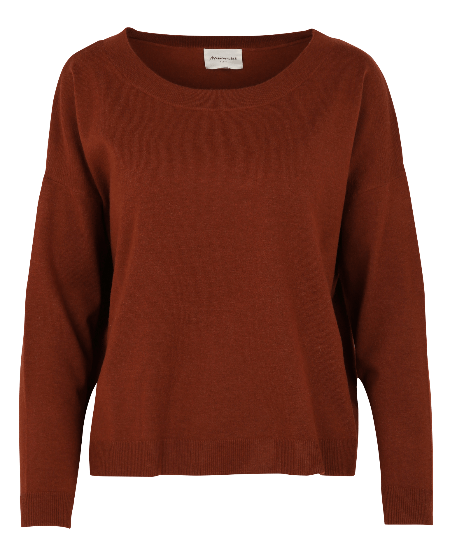 Loose-fit mixed-knit boat-neck sweater MAISON 123 Red