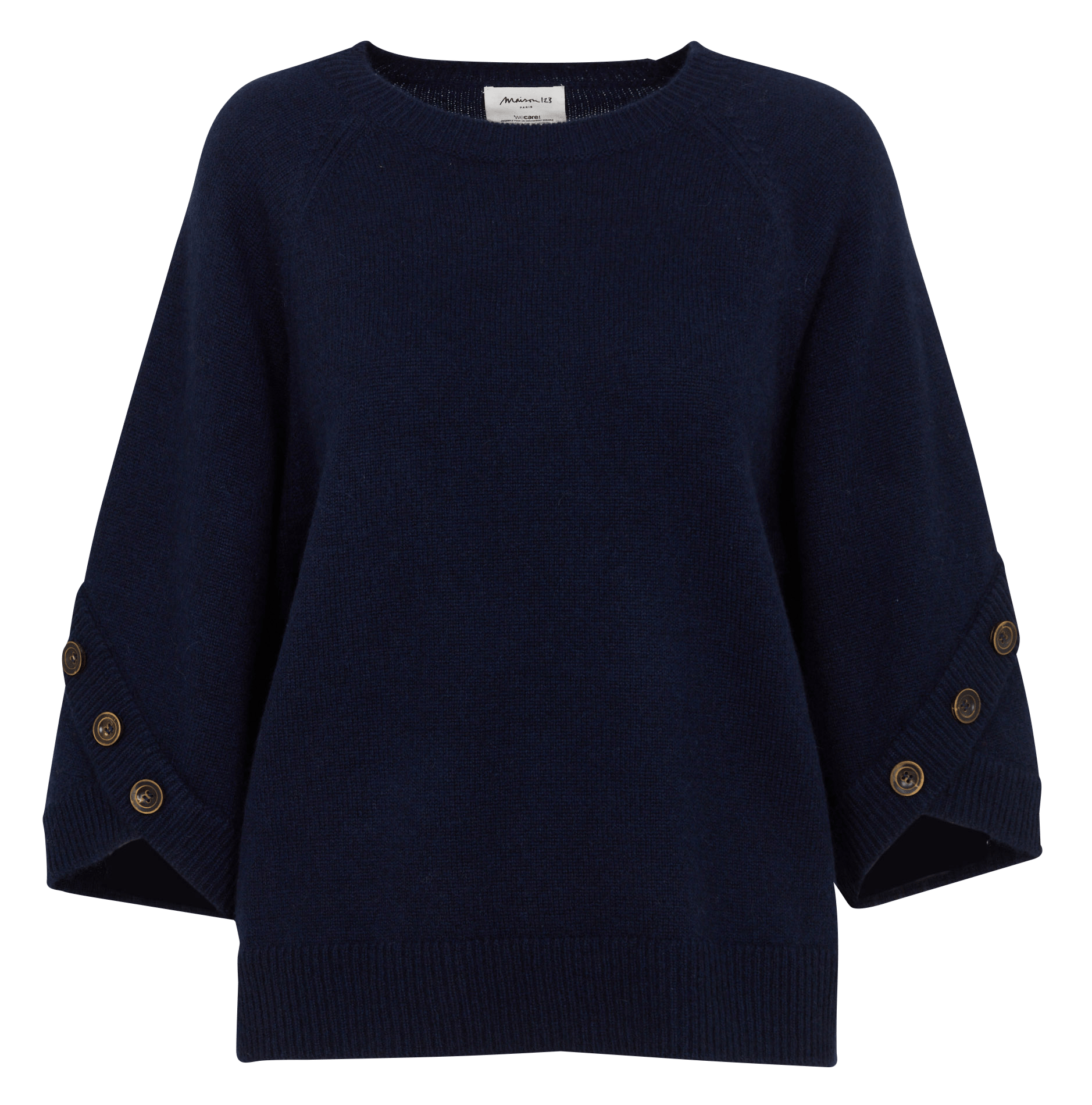 Pull droit à col rond en cachemire MAISON 123 Bleu