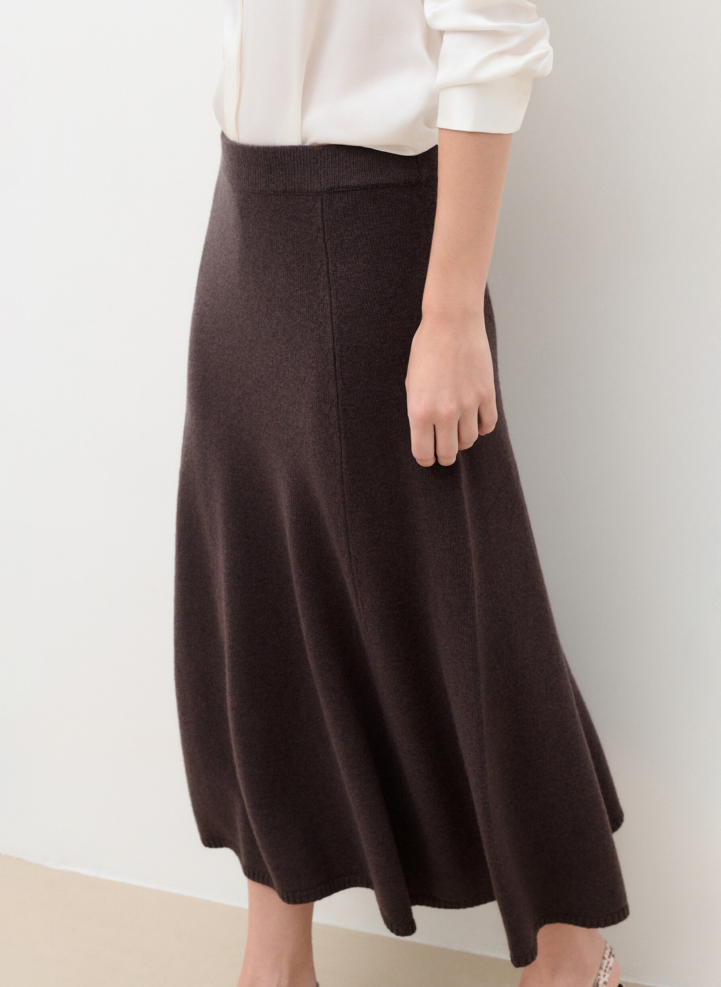 Midi Skirt in a Wool Blend CAROLL Brown