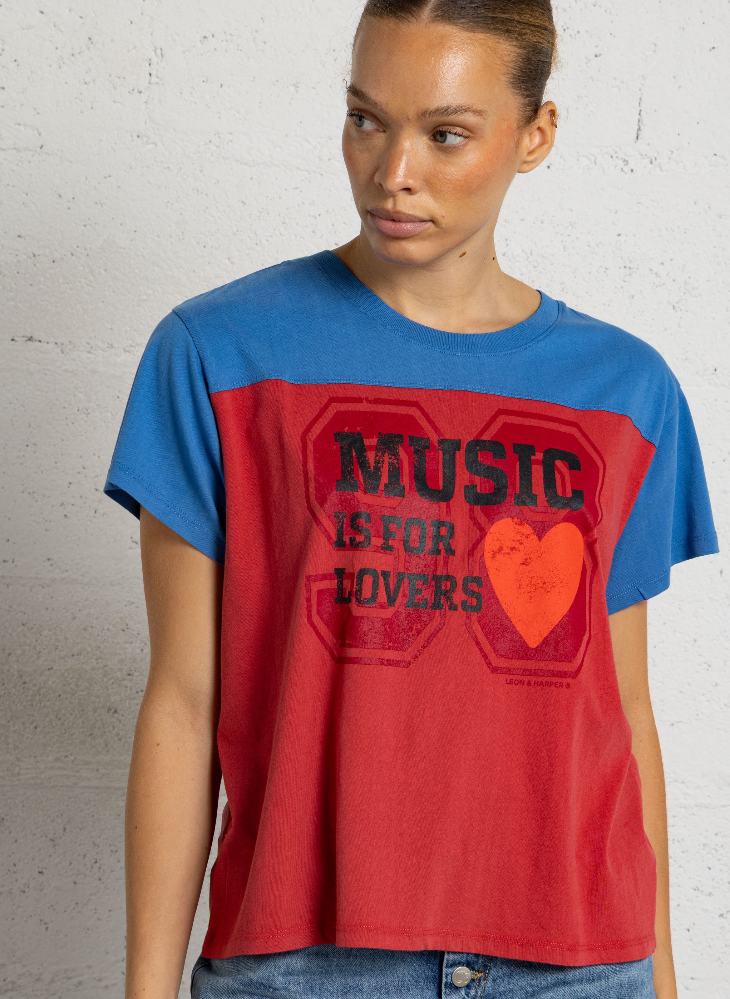 Printed organic cotton T-shirt LEON & HARPER Red