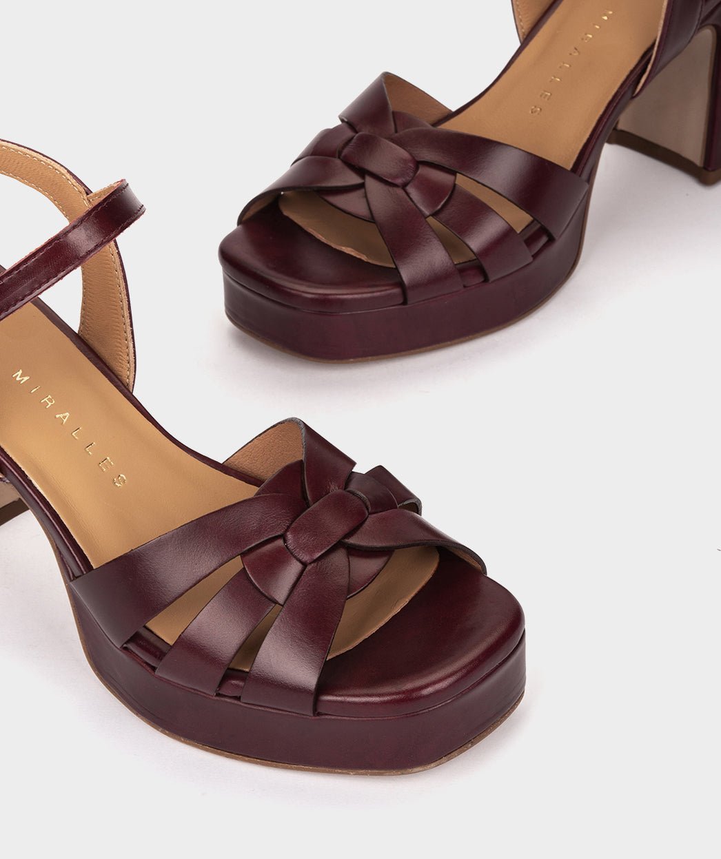 Burgundy leather high heel sandals. PEDRO MIRALLES Red