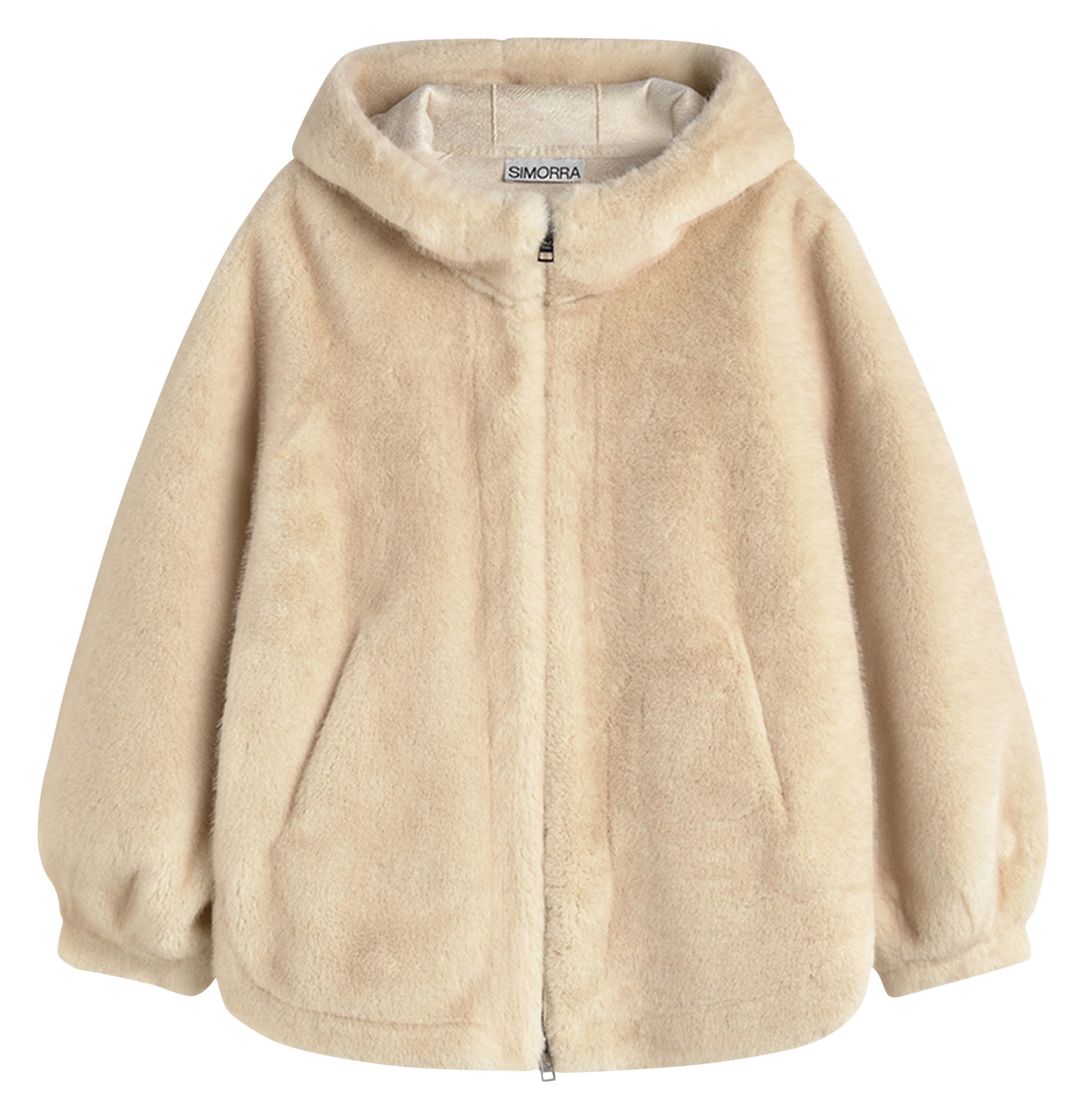 Ruime jas met capuchon in imitatiebontlook SIMORRA Beige