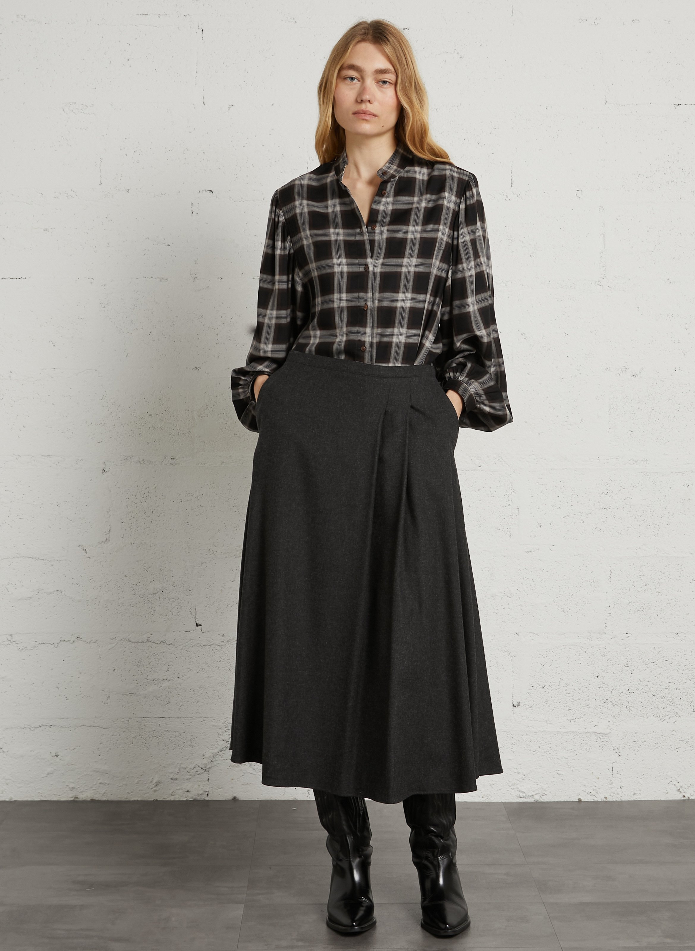 Long flared skirt DIEGA Grey
