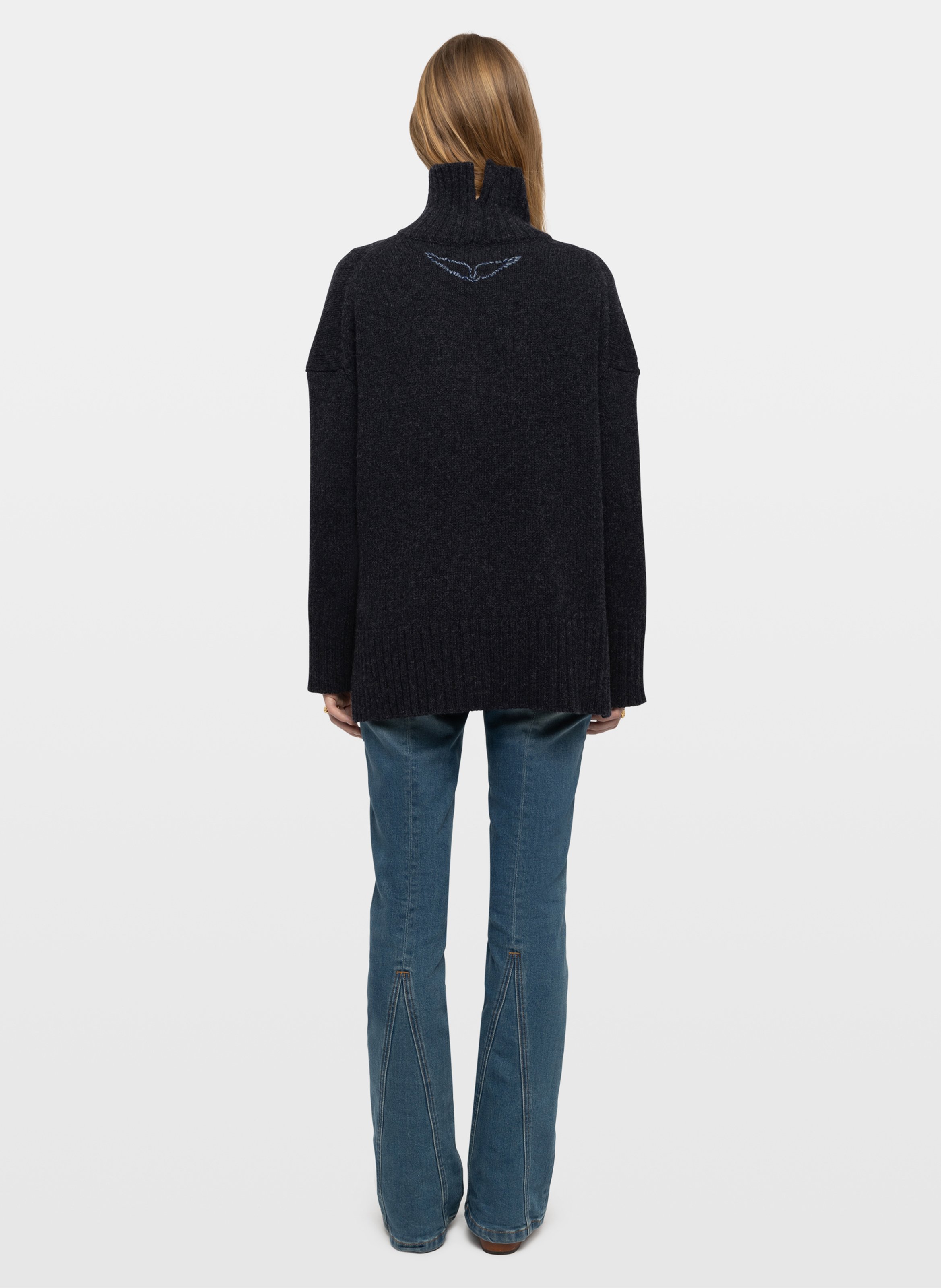 Weiter Pullover aus Wolle und Kaschmir mit Stehkragen ZADIG&VOLTAIRE Grau